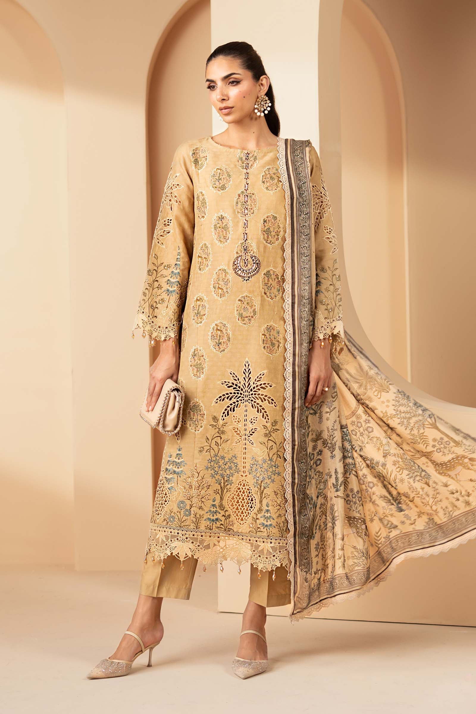 3 Piece Embroidered Jacquard Lawn Suit