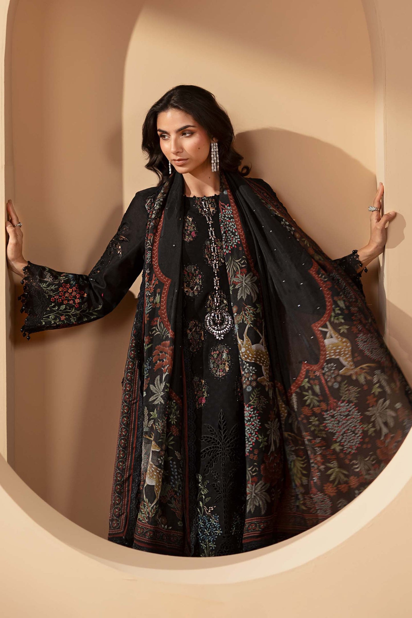 3 Piece Embroidered Jacquard Lawn Suit