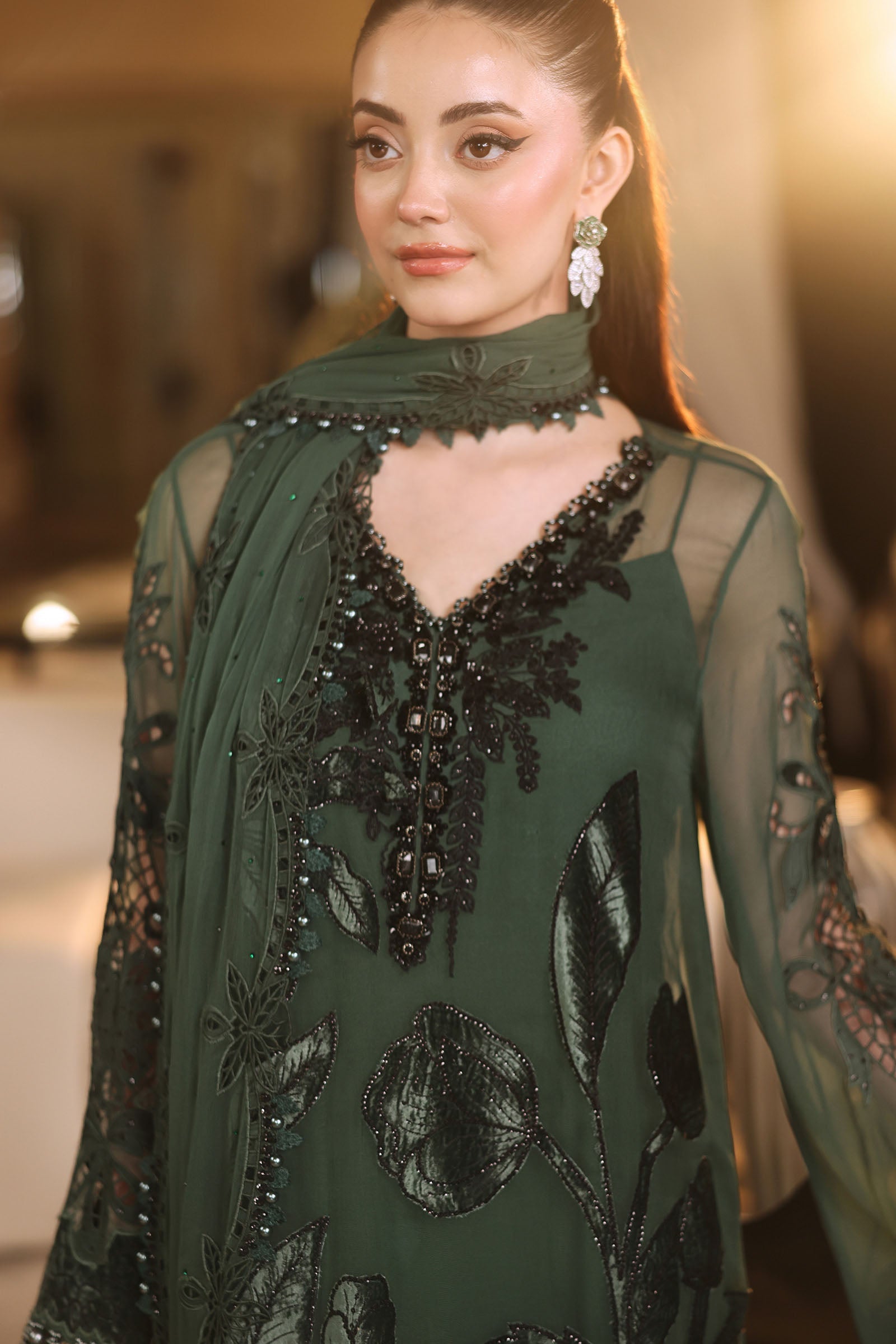 3 Piece Embroidered Chiffon Suit
