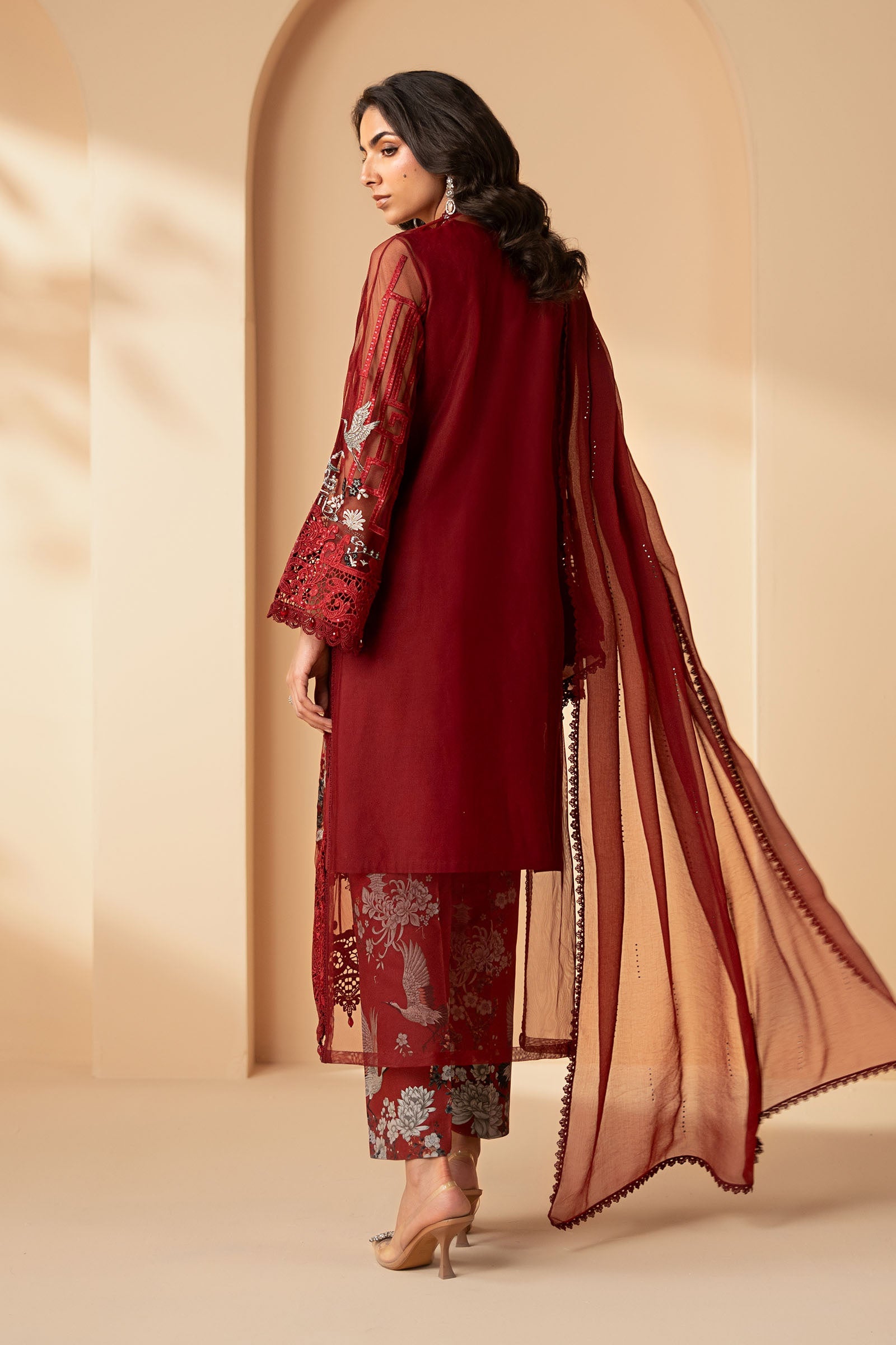 3 Piece Embroidered Net Suit