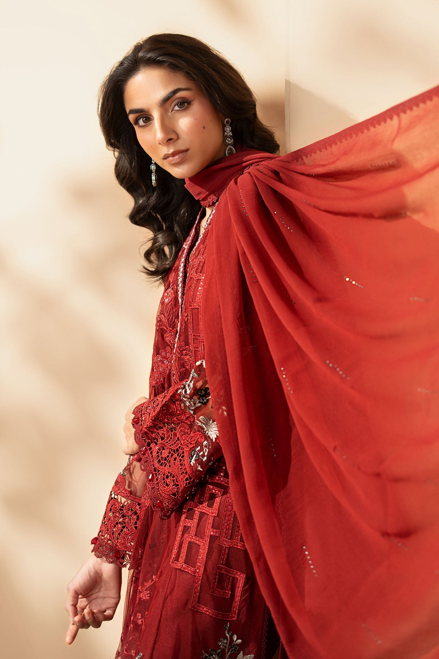 3 Piece Embroidered Net Suit