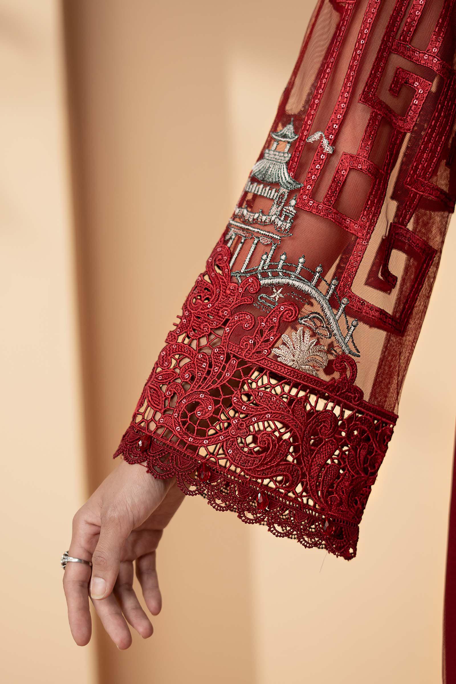 3 Piece Embroidered Net Suit