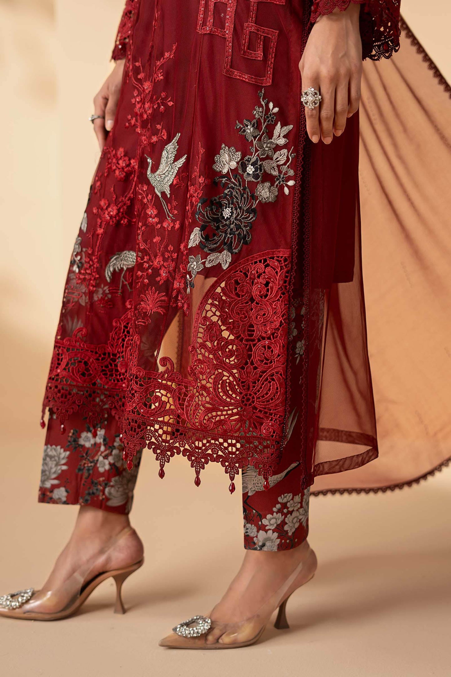 3 Piece Embroidered Net Suit