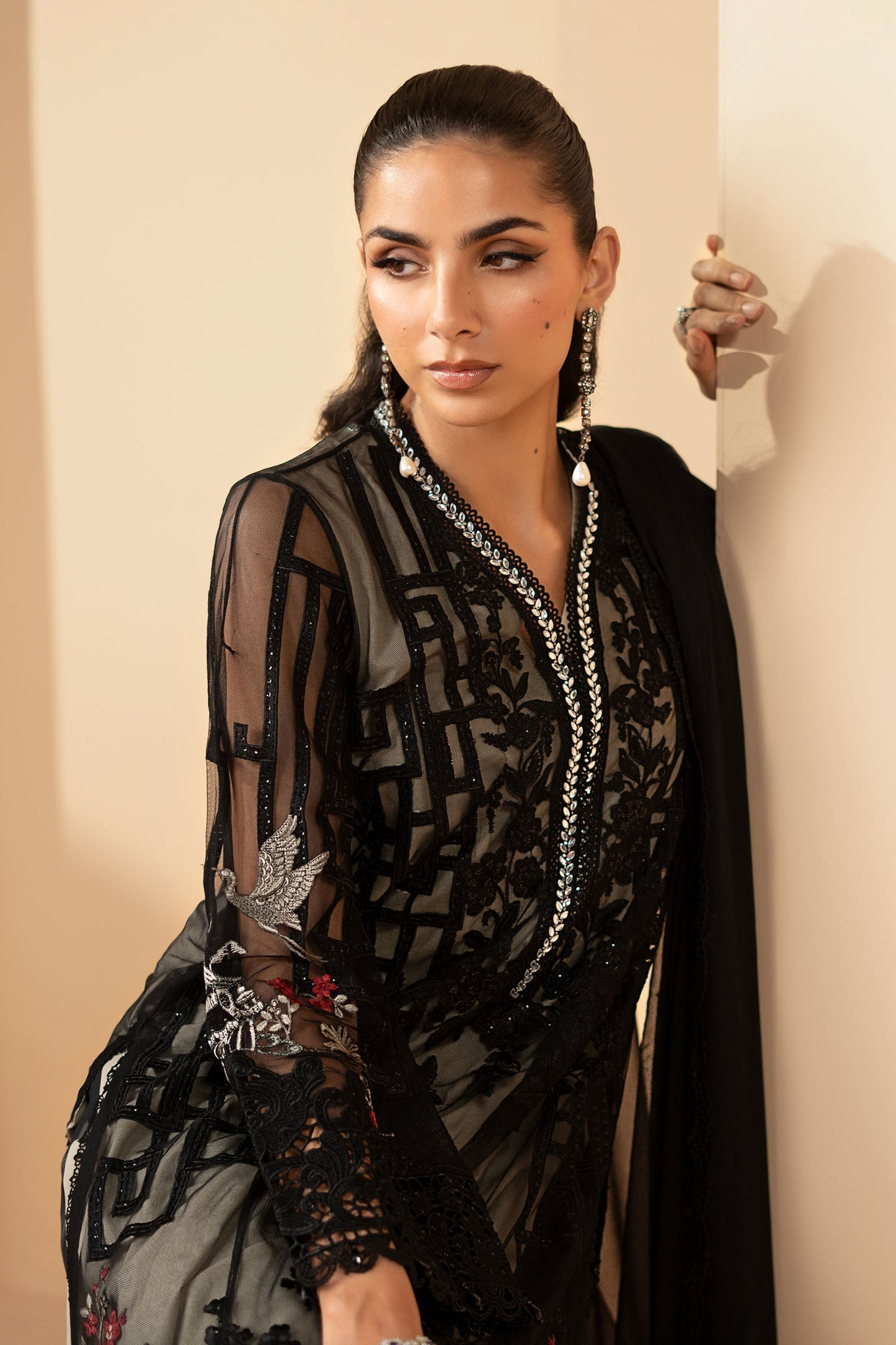 3 Piece Embroidered Net Suit