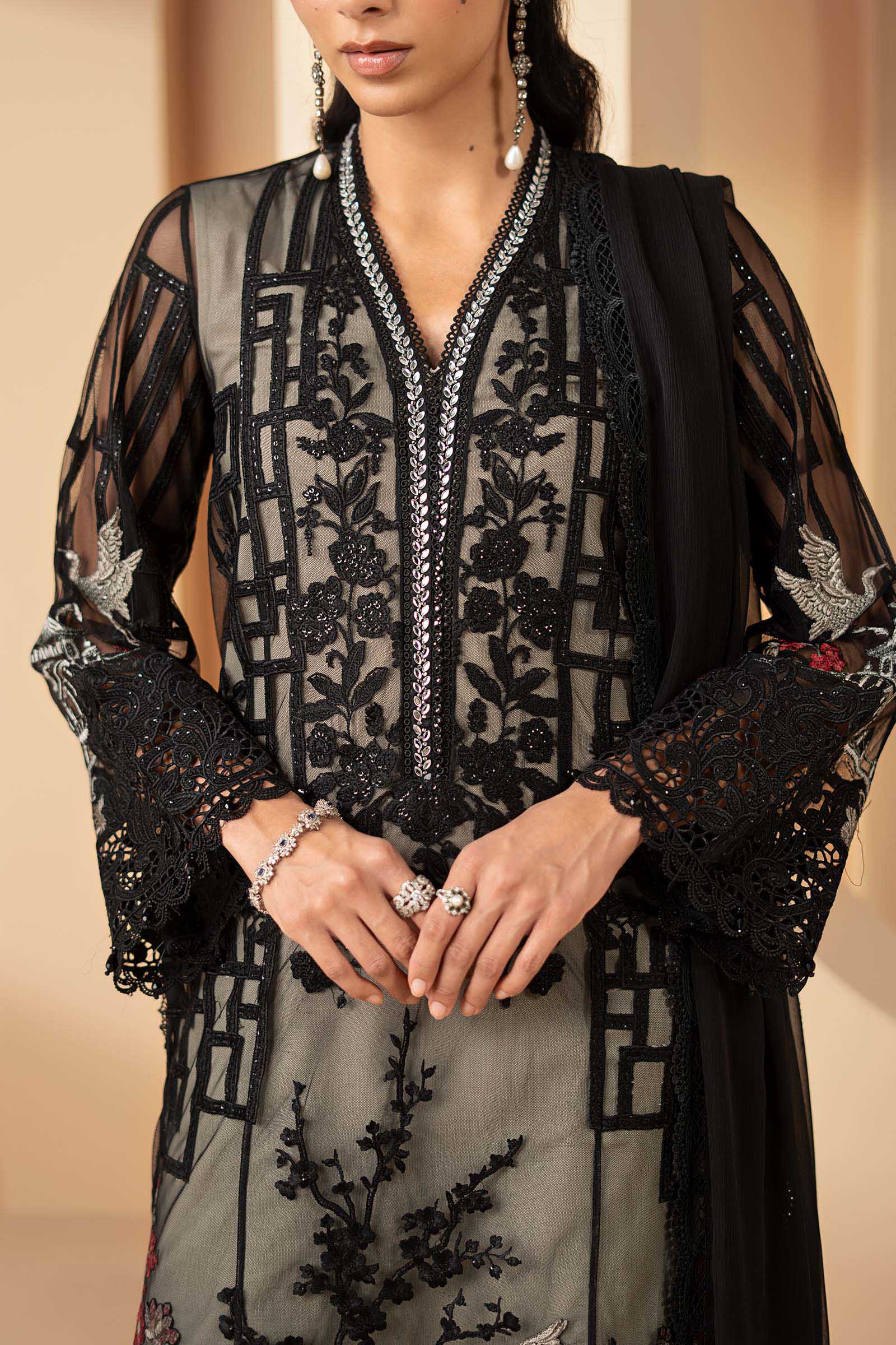 3 Piece Embroidered Net Suit