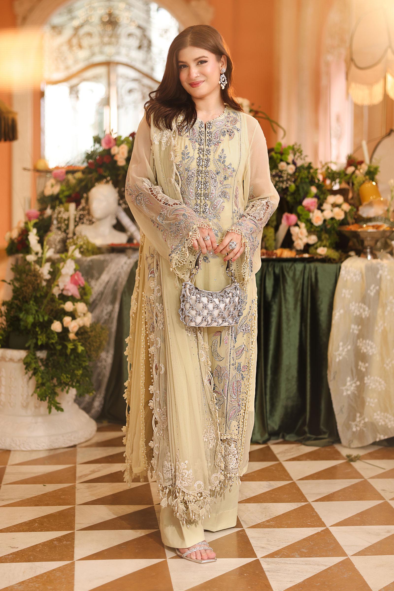3 Piece Unstitched Embroidered Chiffon Suit