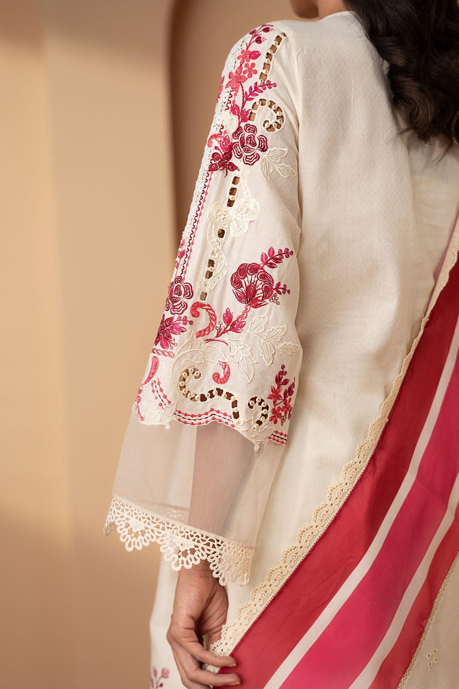 3 Piece Embroidered Jacquard Lawn Suit