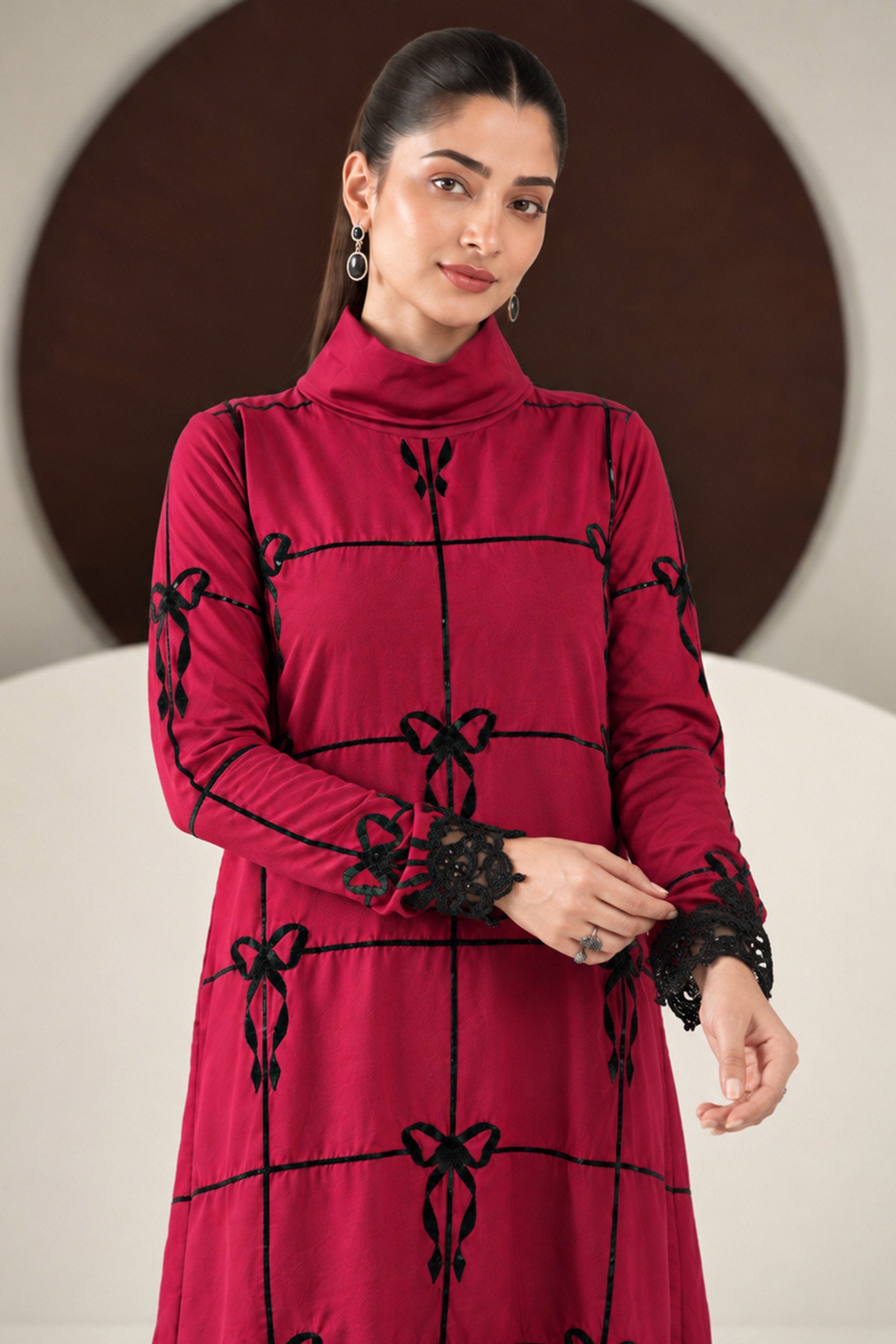 2 Piece Embroidered Dobby Linen Suit