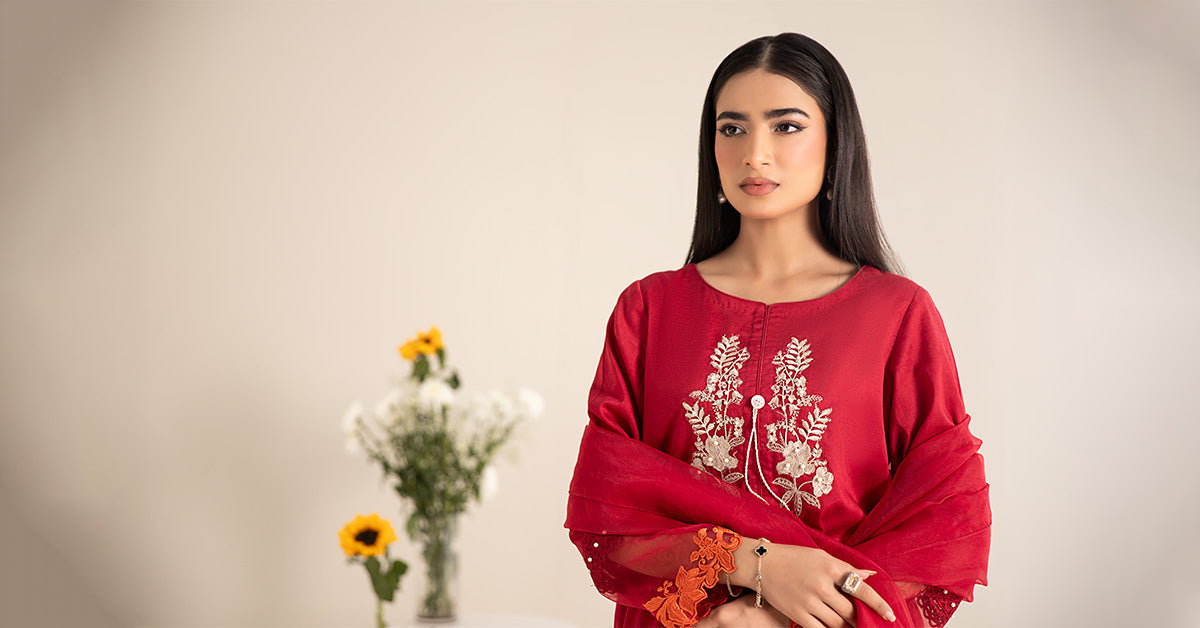 3 Piece Embroidered Self Jacquard Lawn Suit