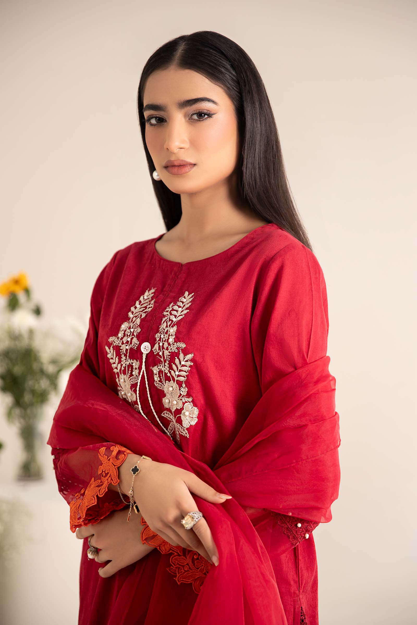 3 Piece Embroidered Self Jacquard Lawn Suit