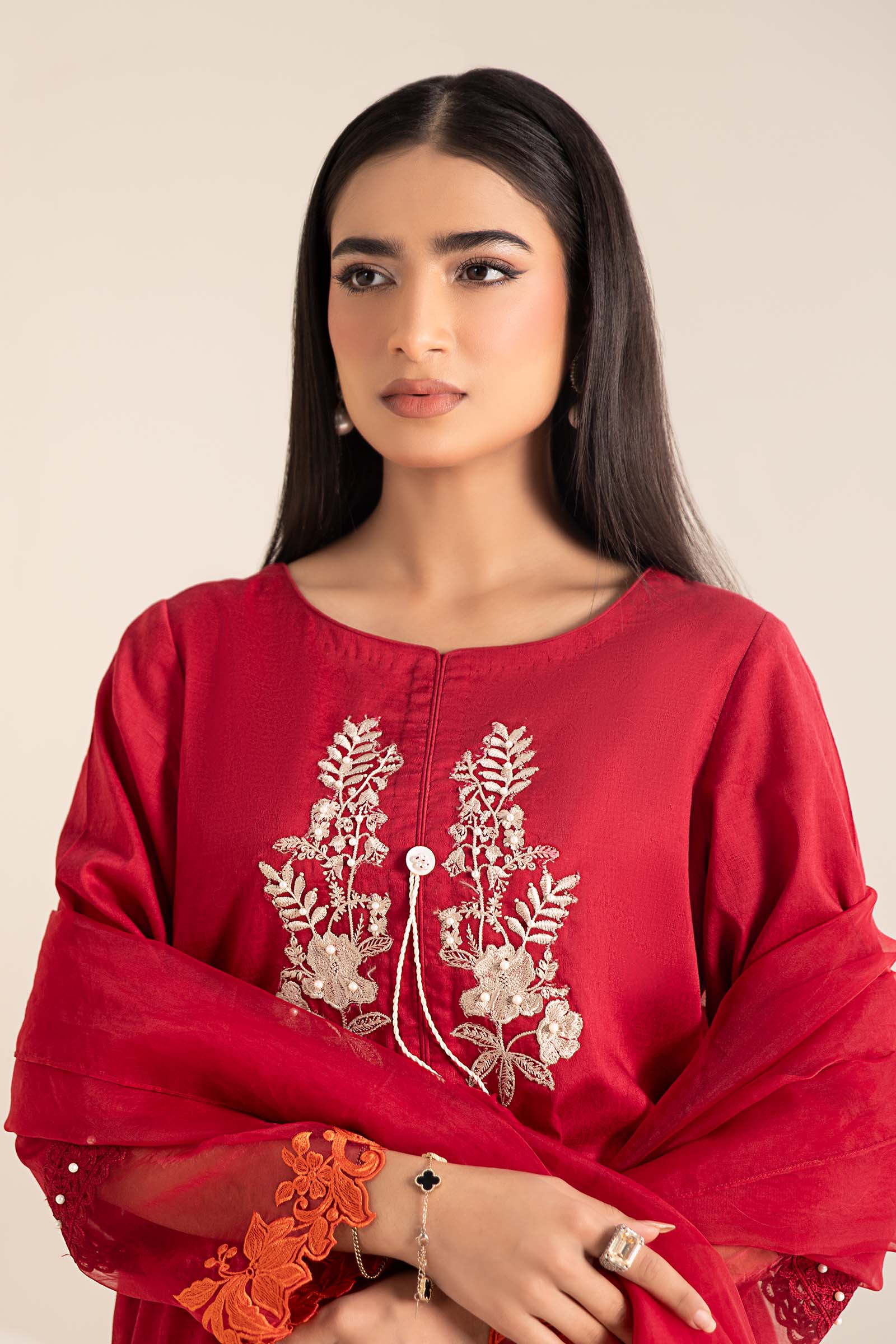 3 Piece Embroidered Self Jacquard Lawn Suit