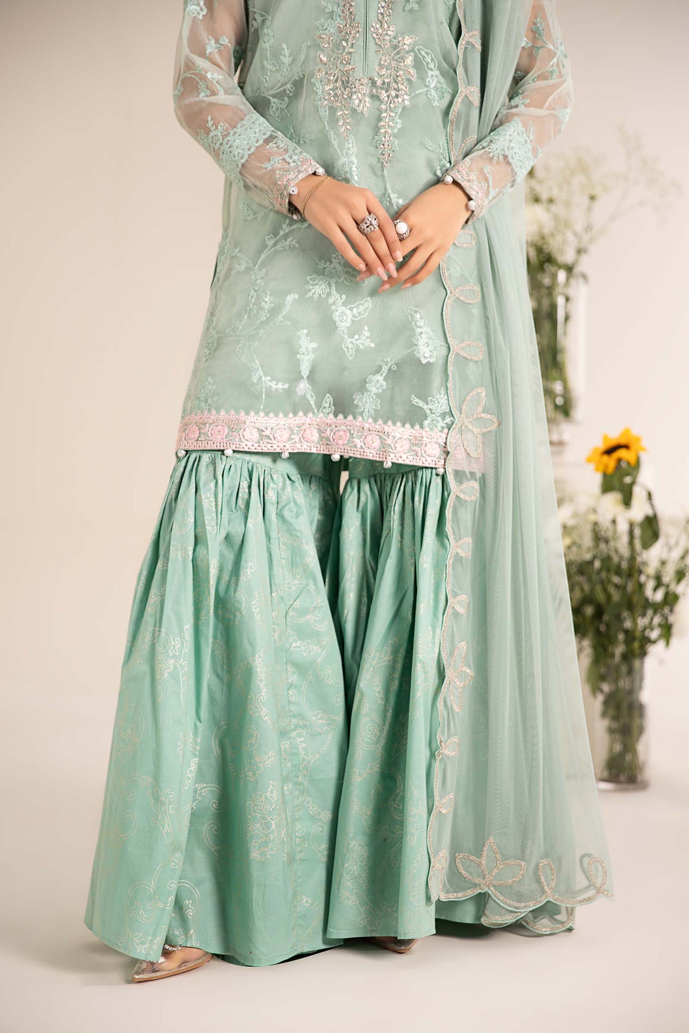 3 Piece Embroidered Cotton Silk Suit