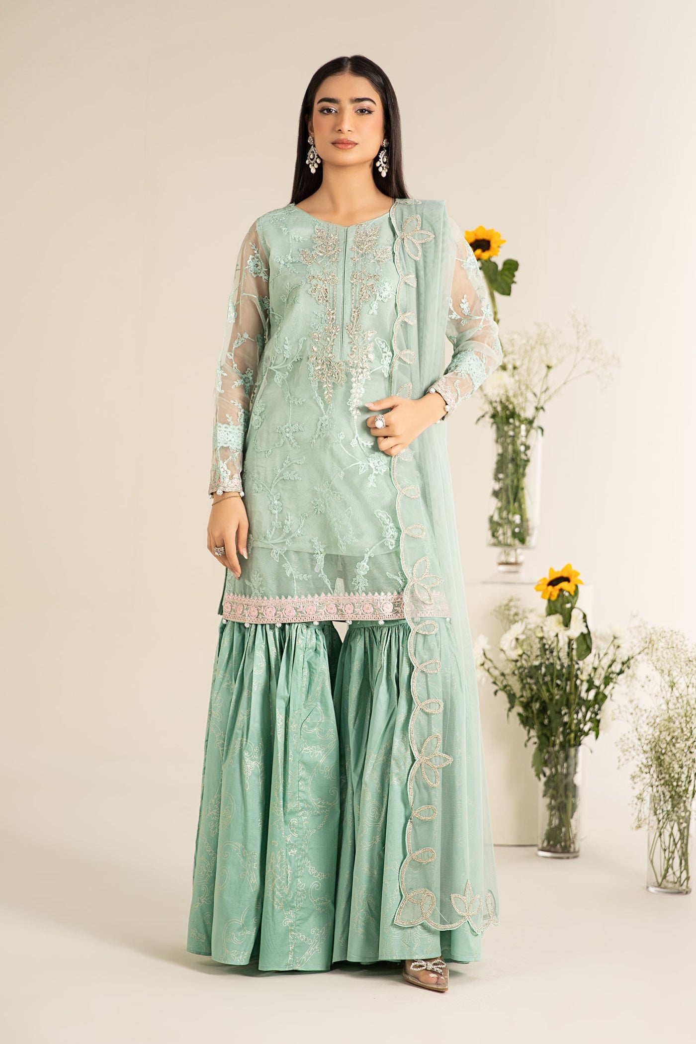 3 Piece Embroidered Cotton Silk Suit
