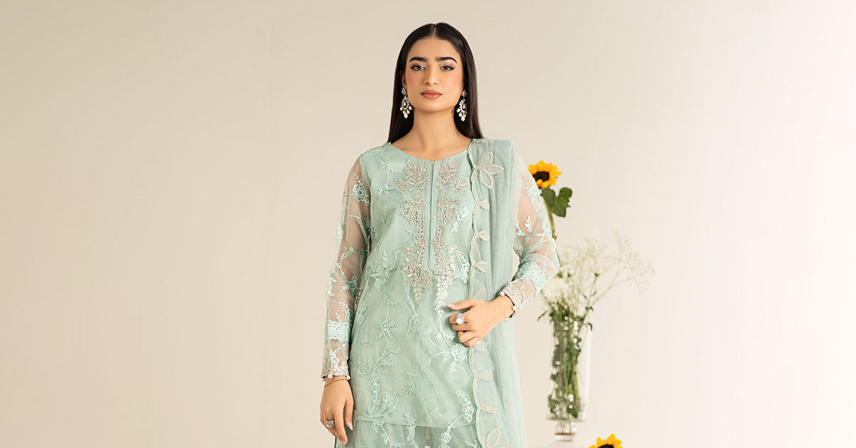 3 Piece Embroidered Cotton Silk Suit