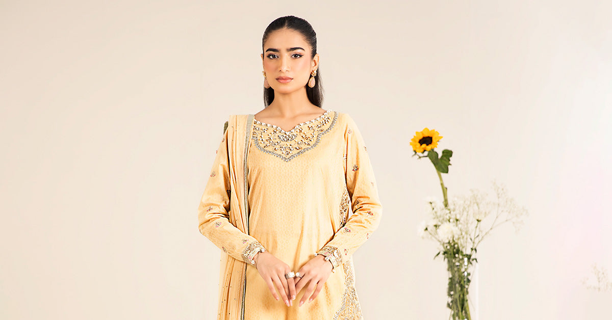 3 Piece Embroidered Dobby Lawn Suit