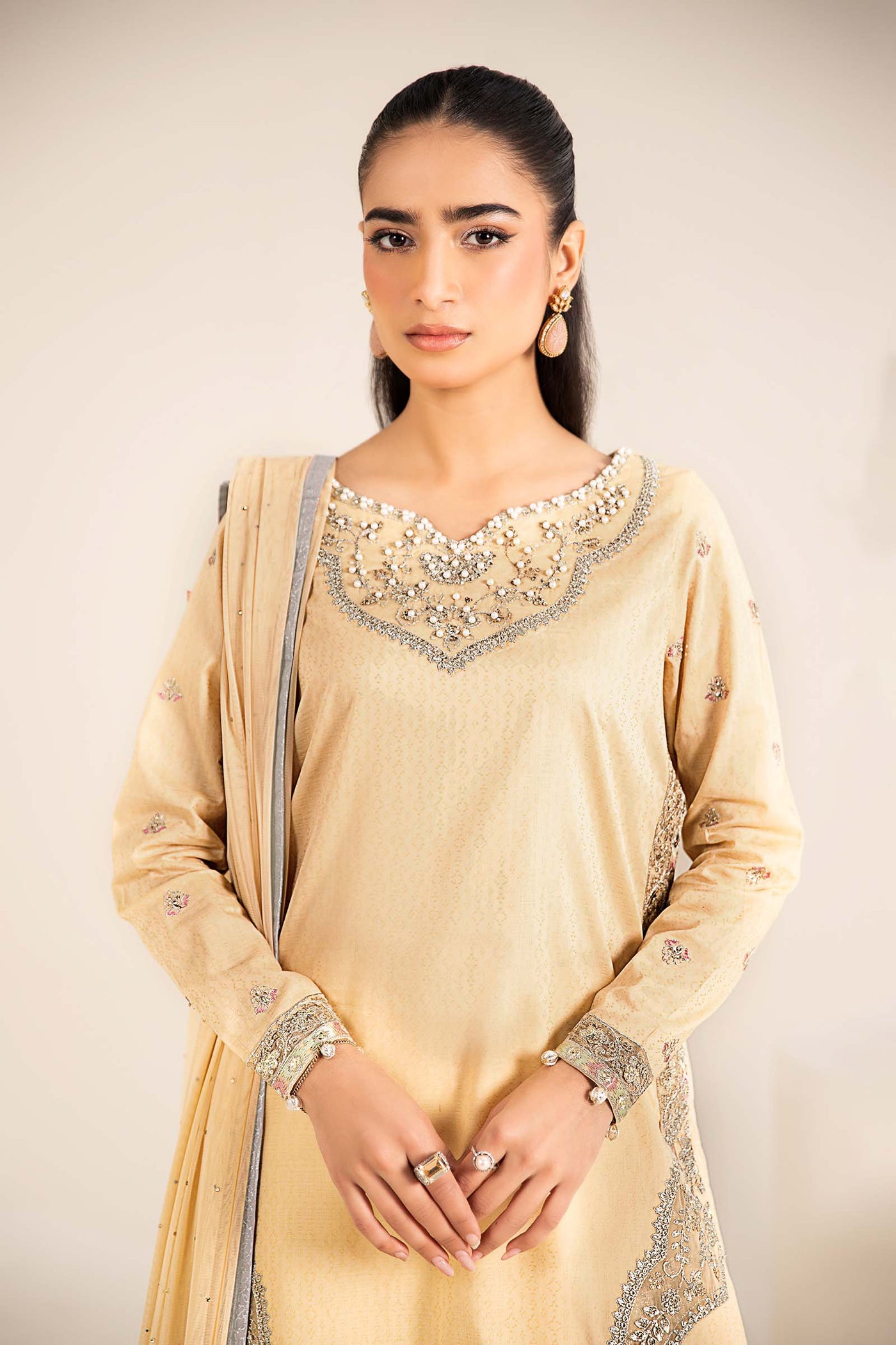 3 Piece Embroidered Dobby Lawn Suit