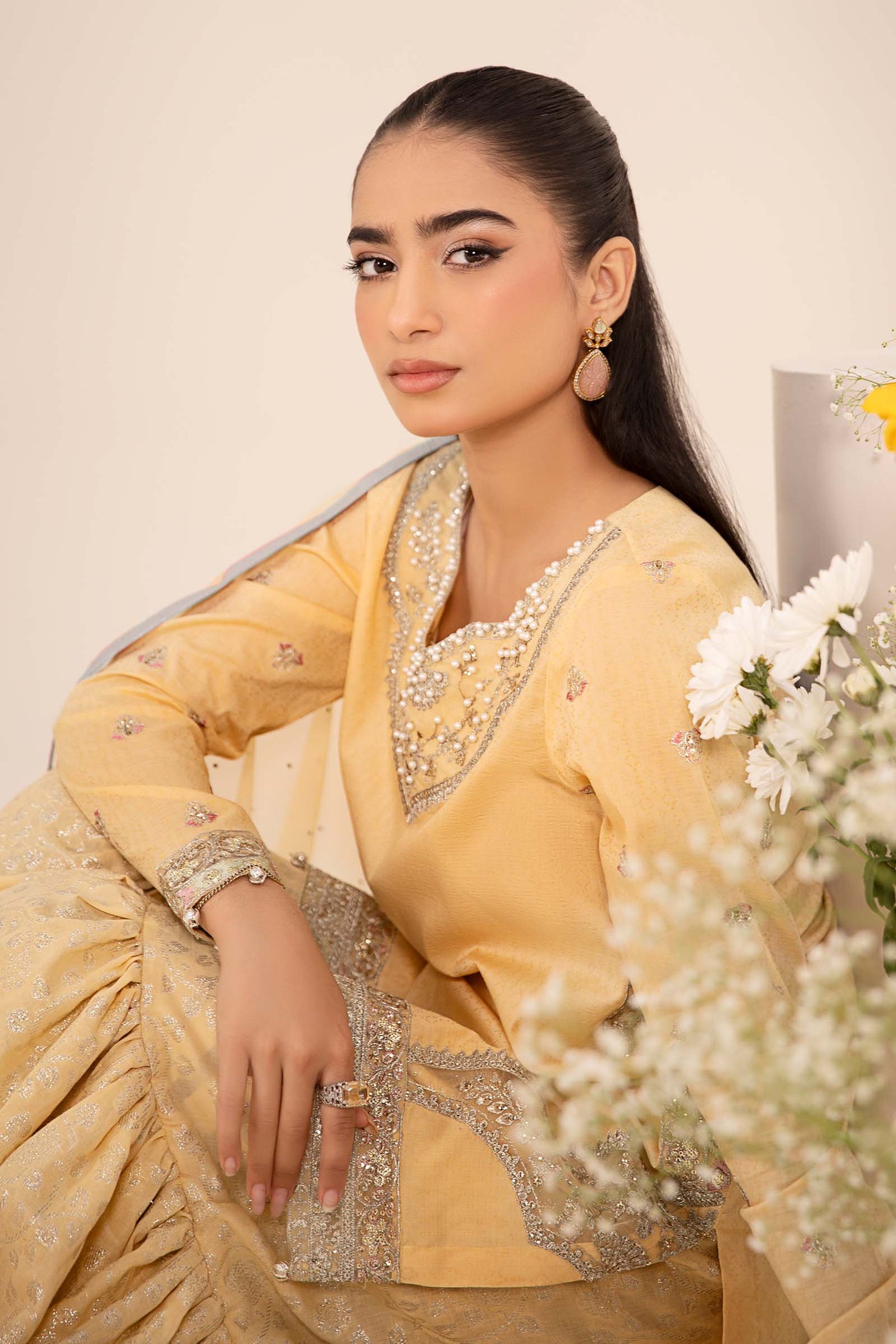 3 Piece Embroidered Dobby Lawn Suit