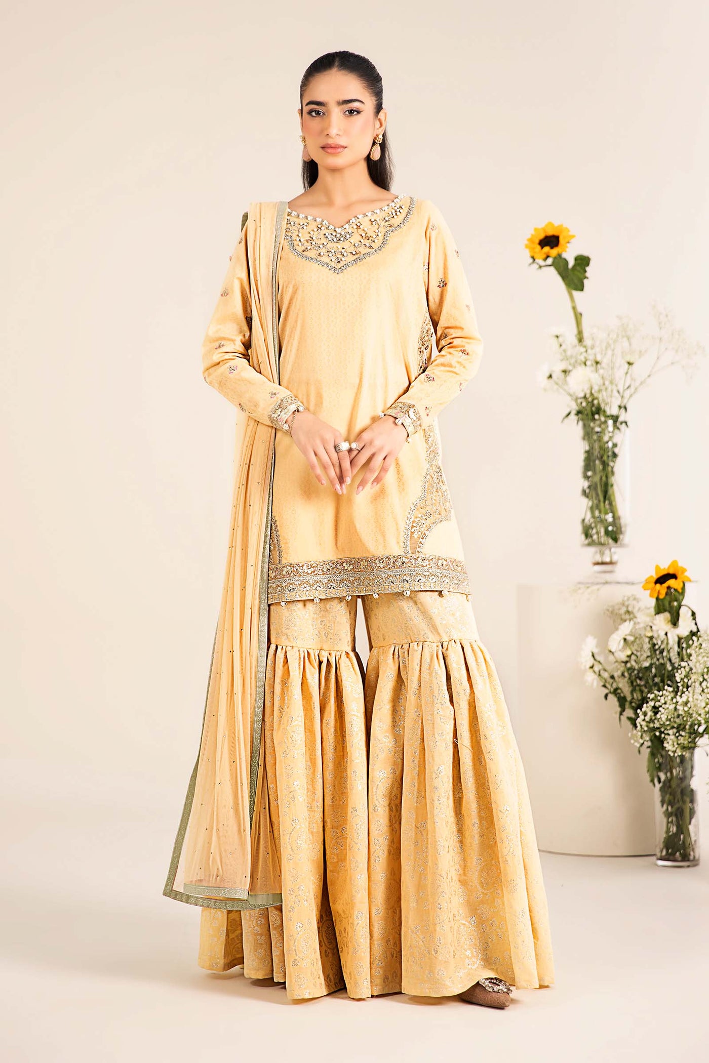 3 Piece Embroidered Dobby Lawn Suit
