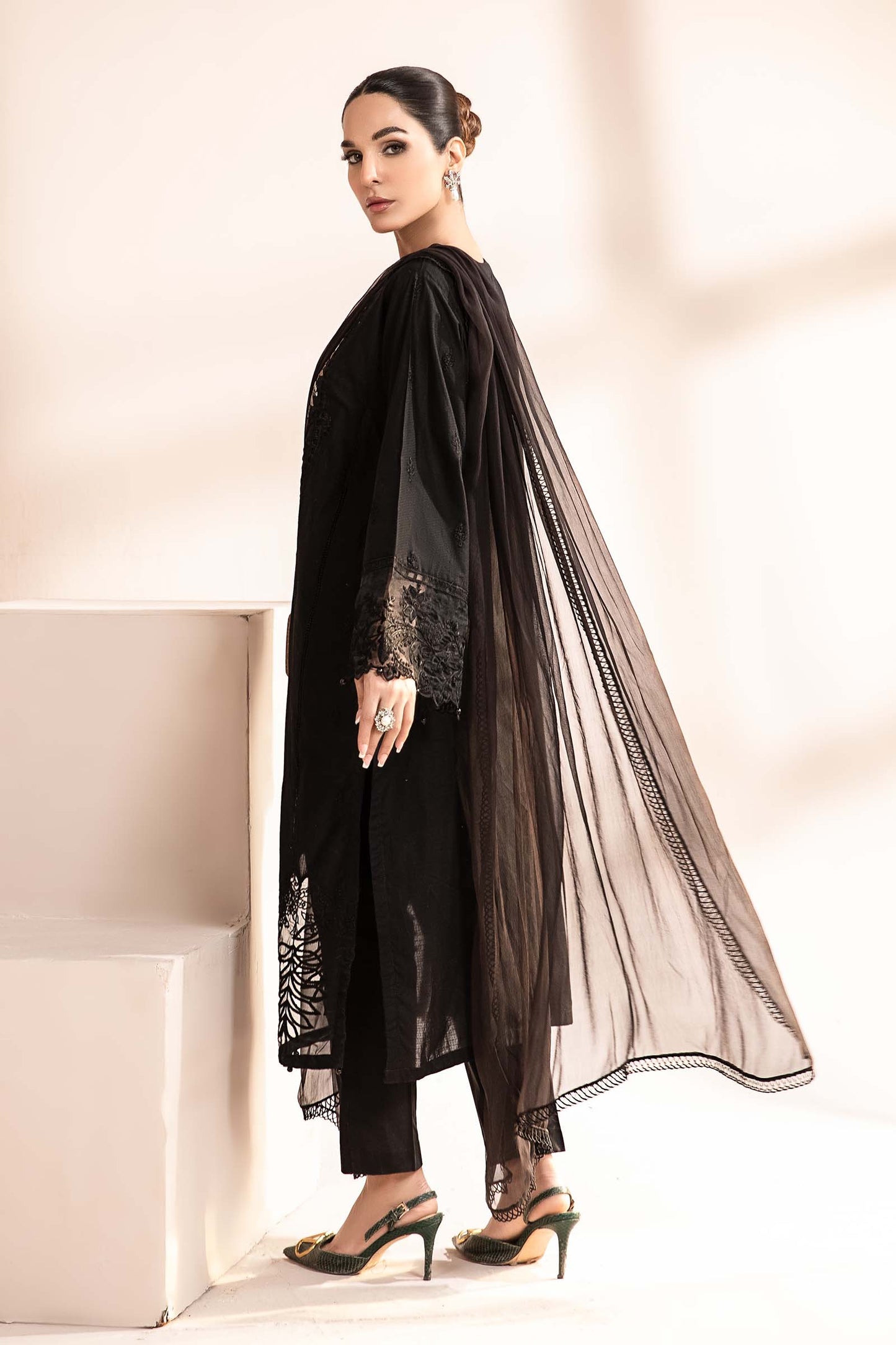 3 Piece Embroidered Self Jacquard Lawn Suit