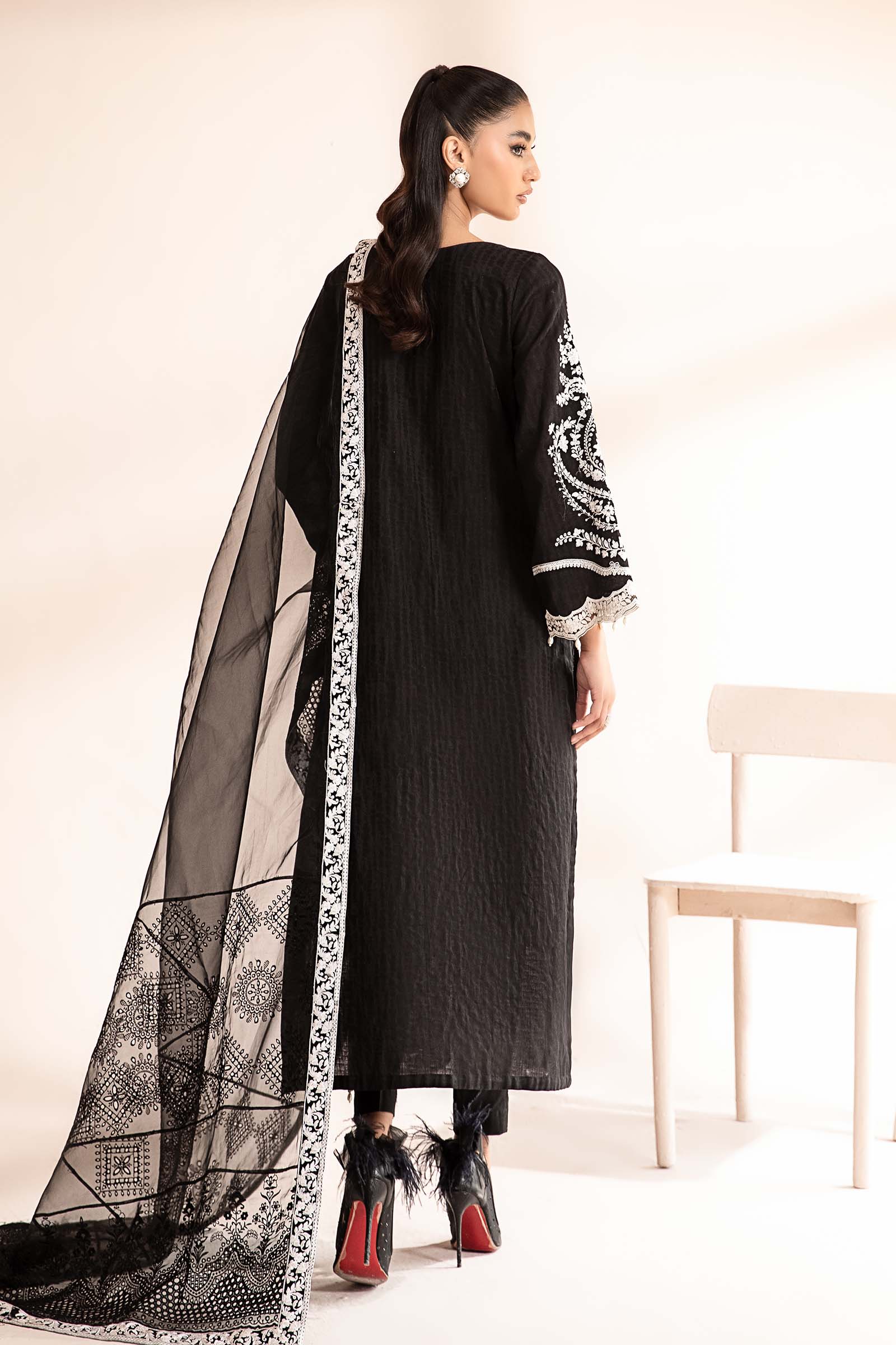 3 Piece Embroidered Self Jacquard Lawn Suit