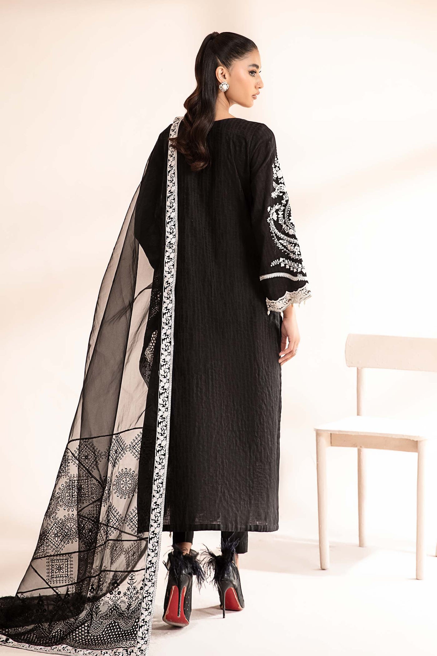 3 Piece Embroidered Self Jacquard Lawn Suit