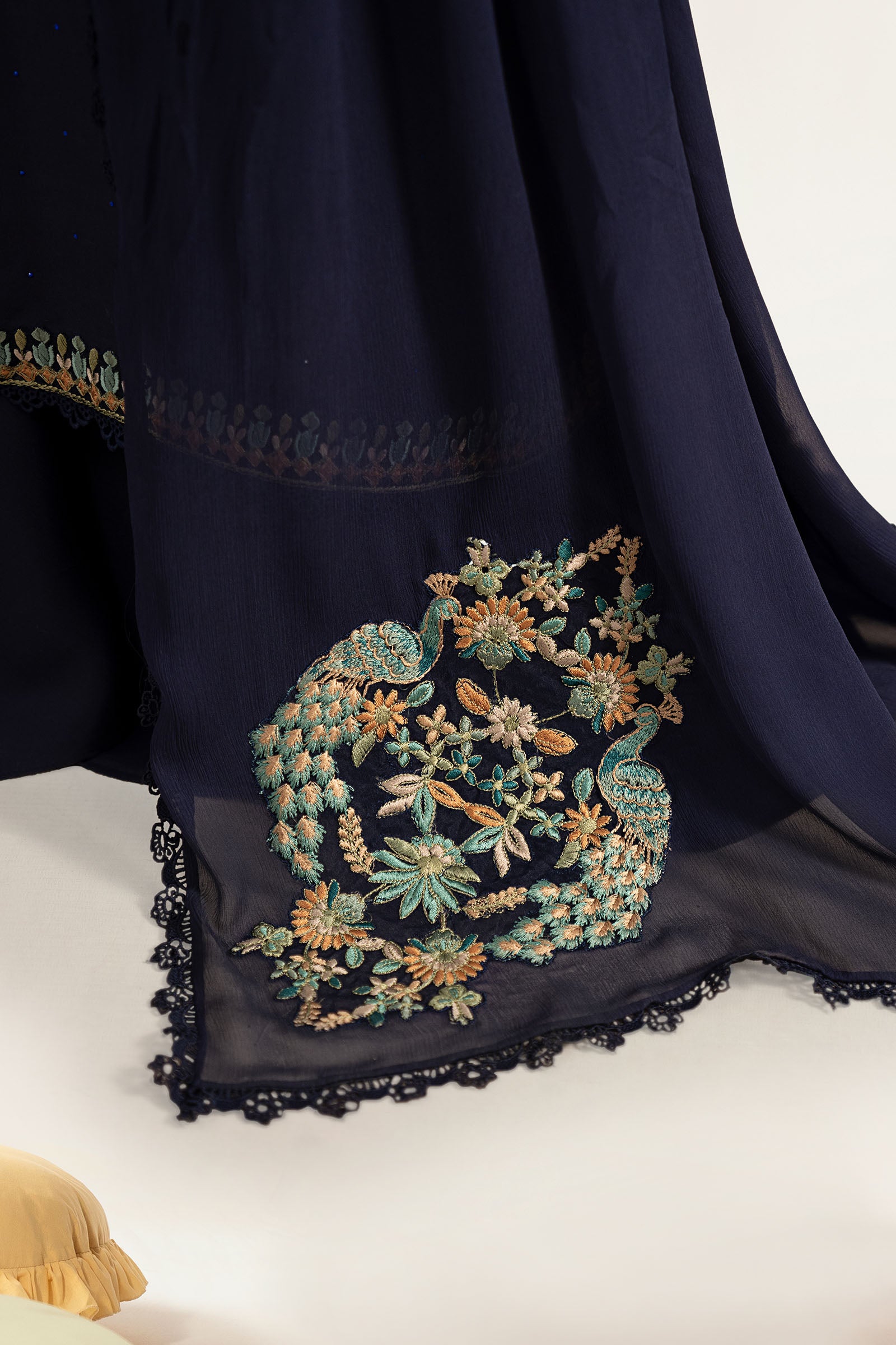 3 Piece Embroidered Raw Silk Suit