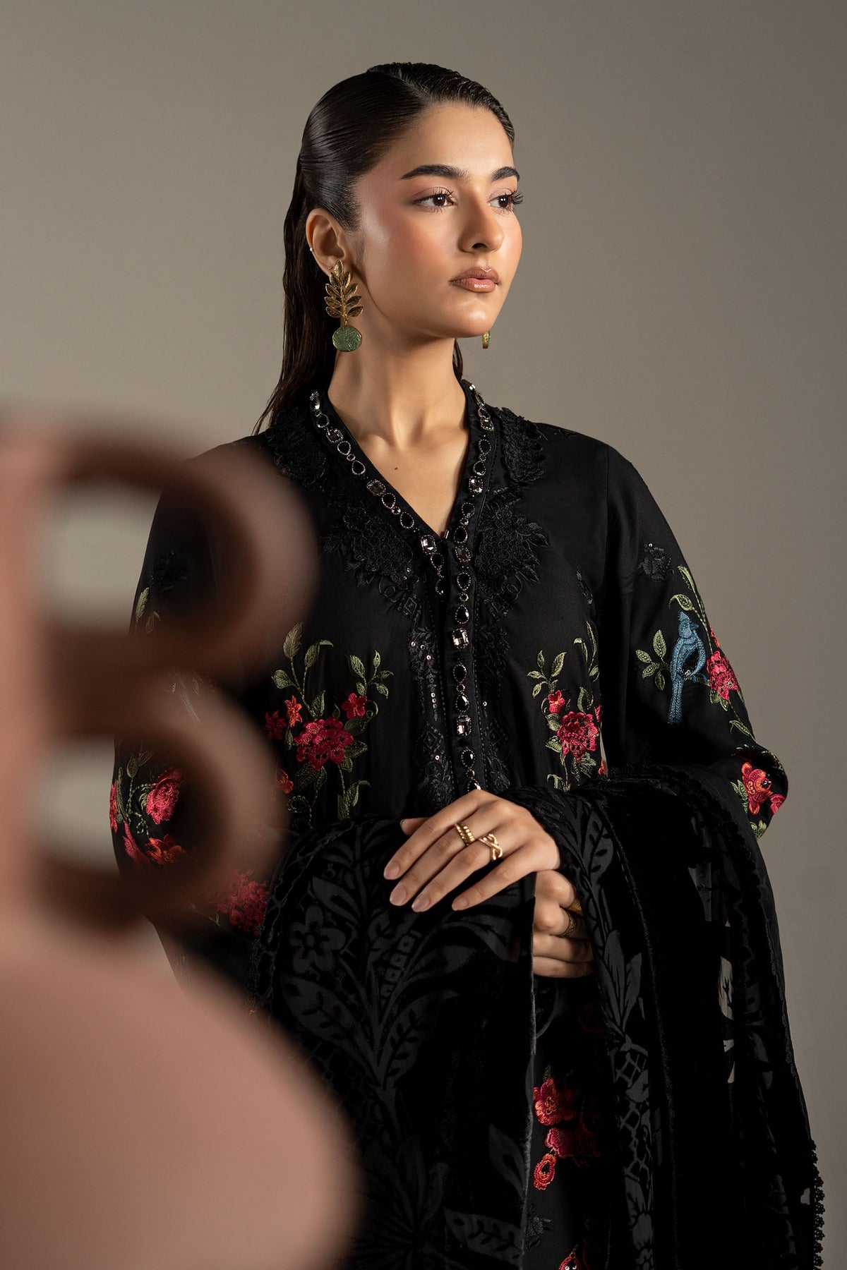 3 Piece Embroidered Linen Suit