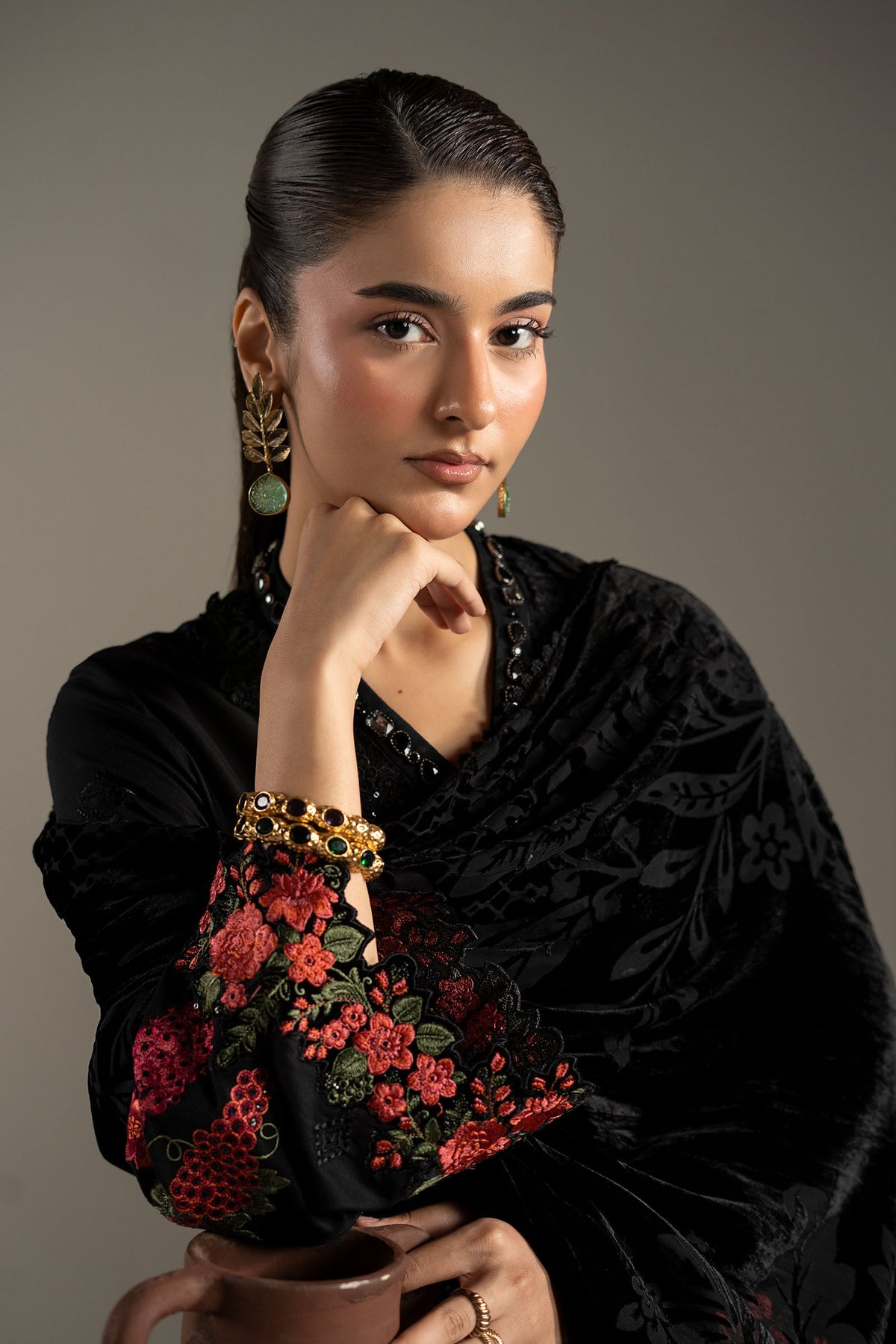 3 Piece Embroidered Linen Suit