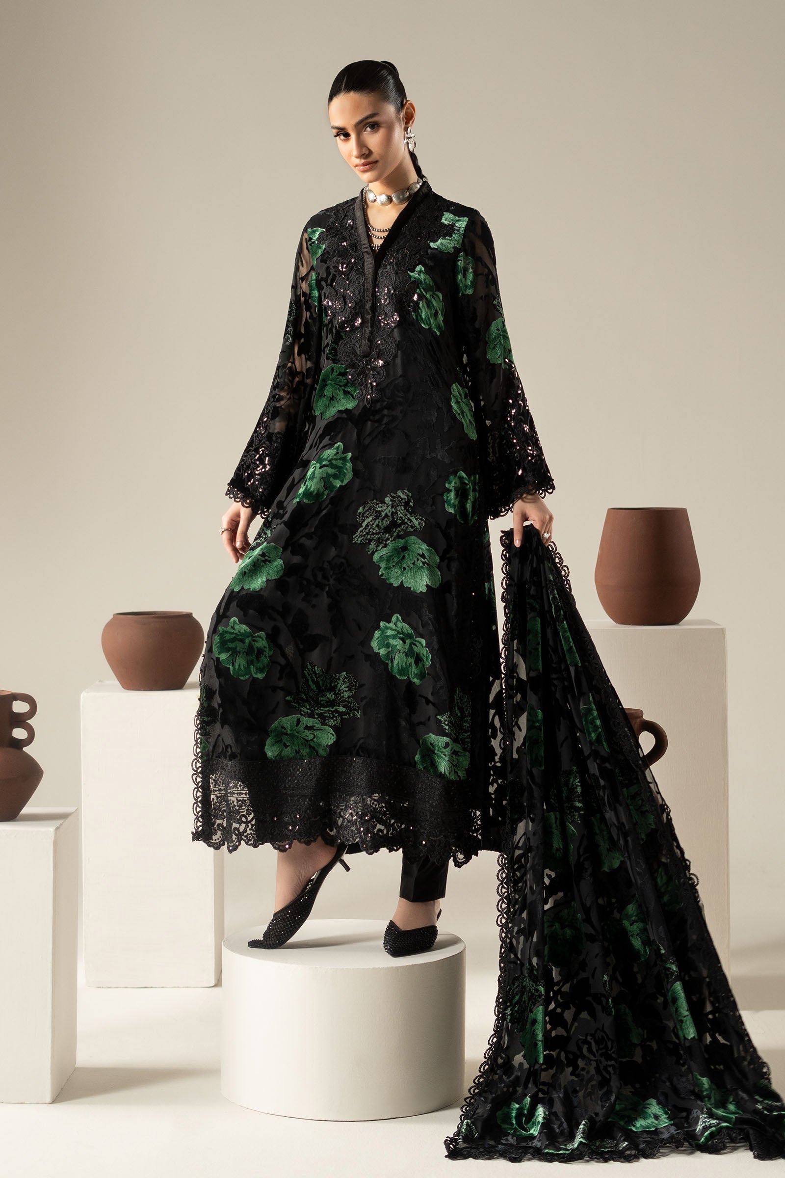3 Piece Embroidered Palachi Suit