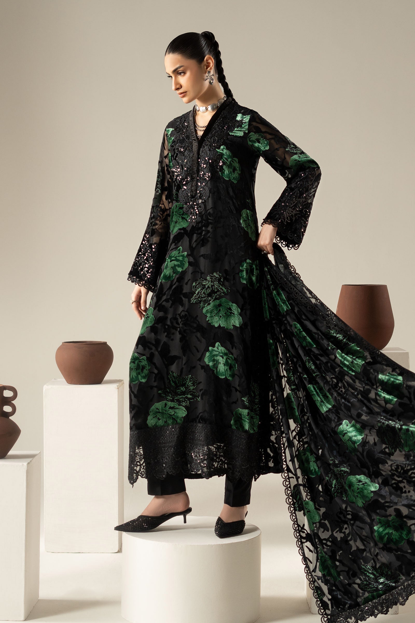 3 Piece Embroidered Palachi Suit
