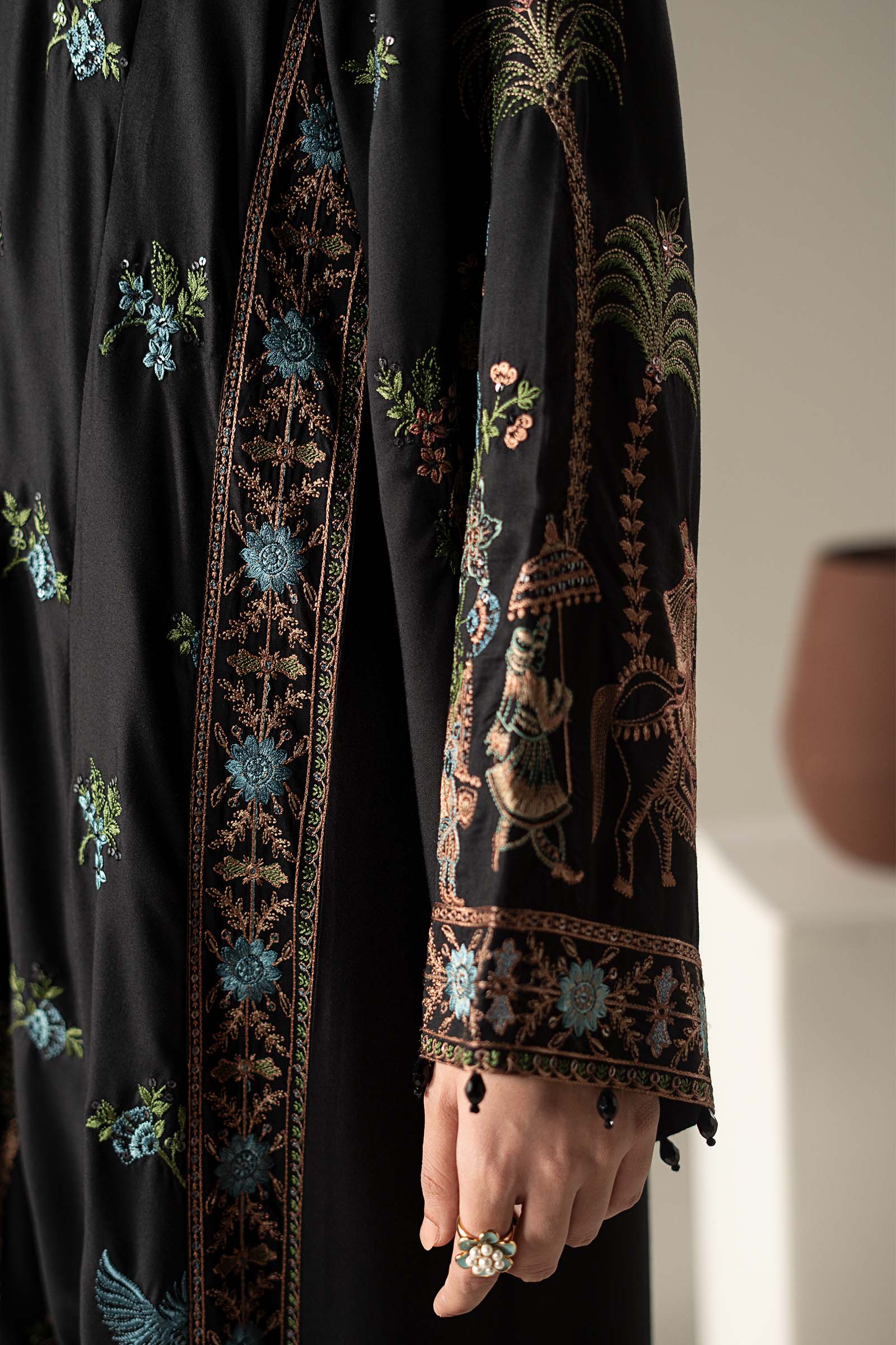 3 Piece Embroidered Linen Suit
