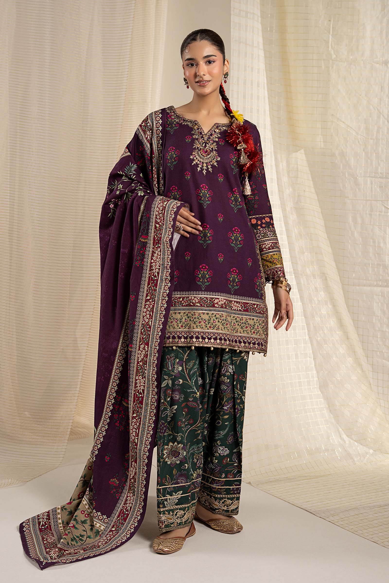 3 Piece Embroidered Khaddar Suit