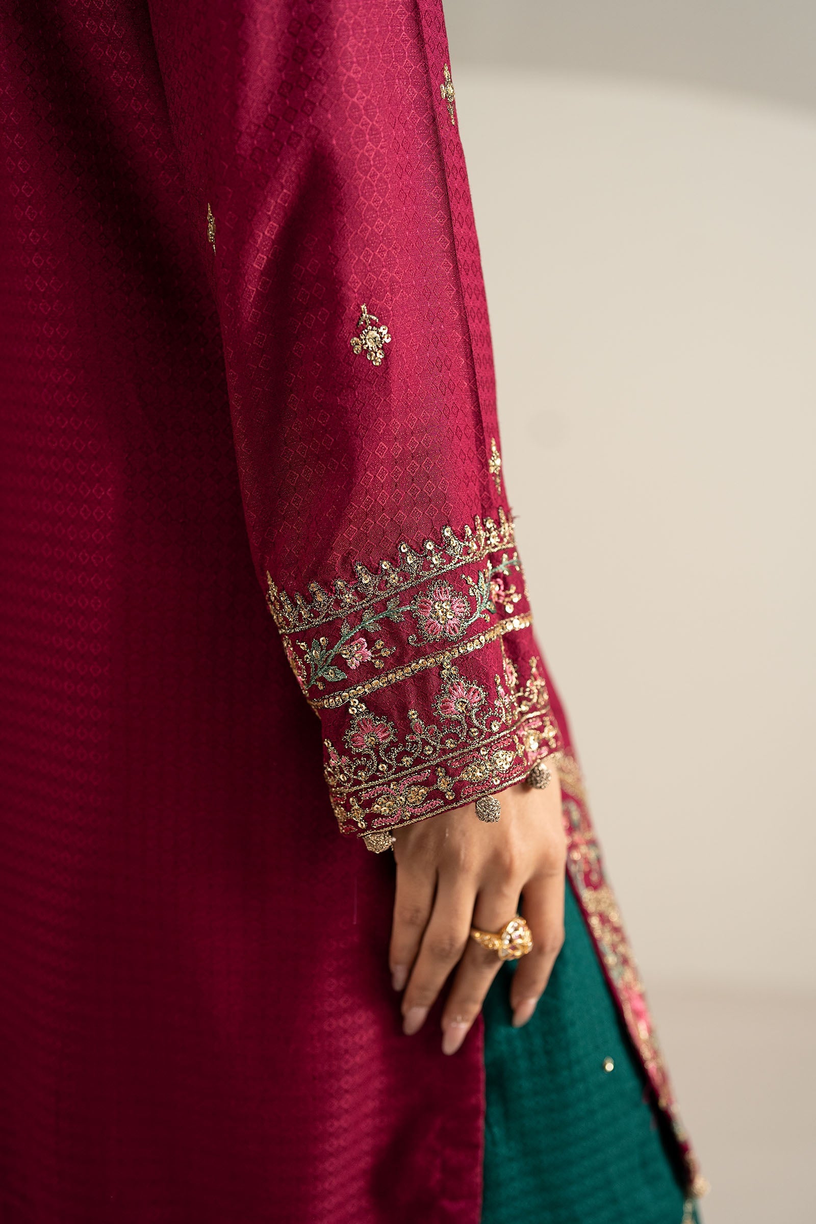 3 Piece Embroidered Dobby Linen Suit