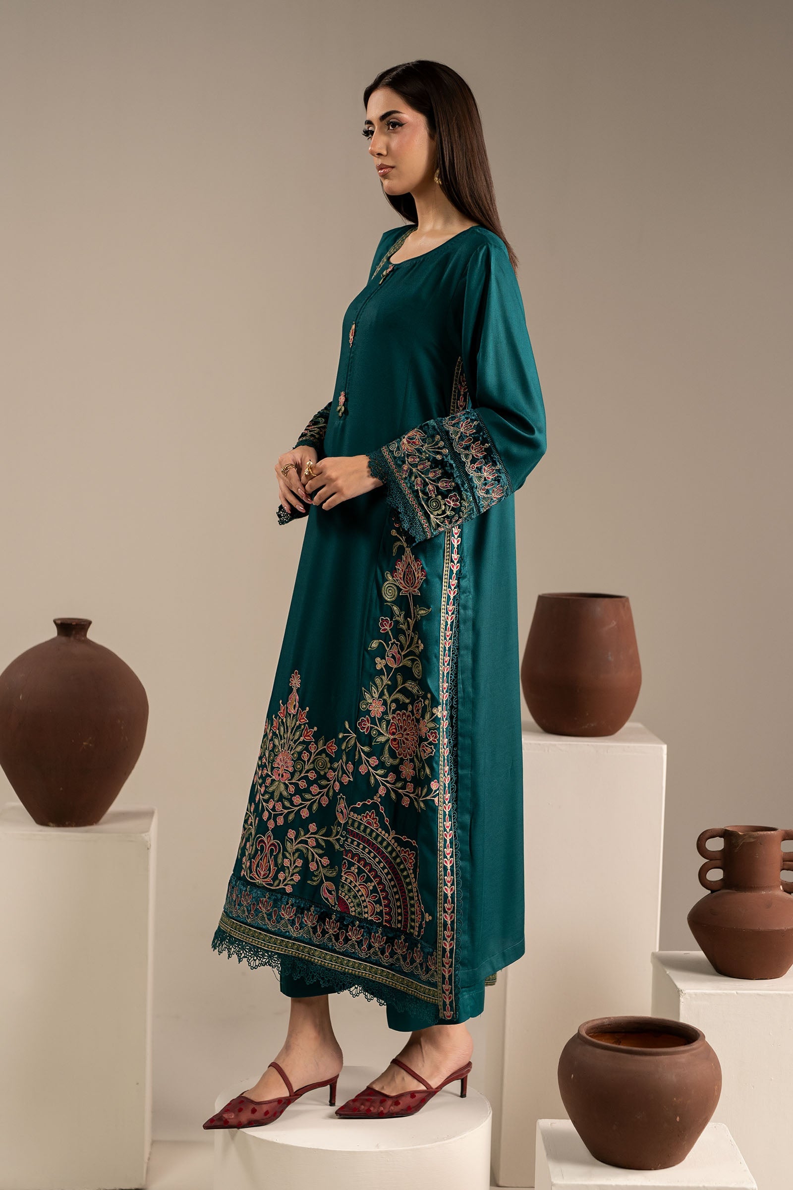 3 Piece Embroidered Marina Twill Suit