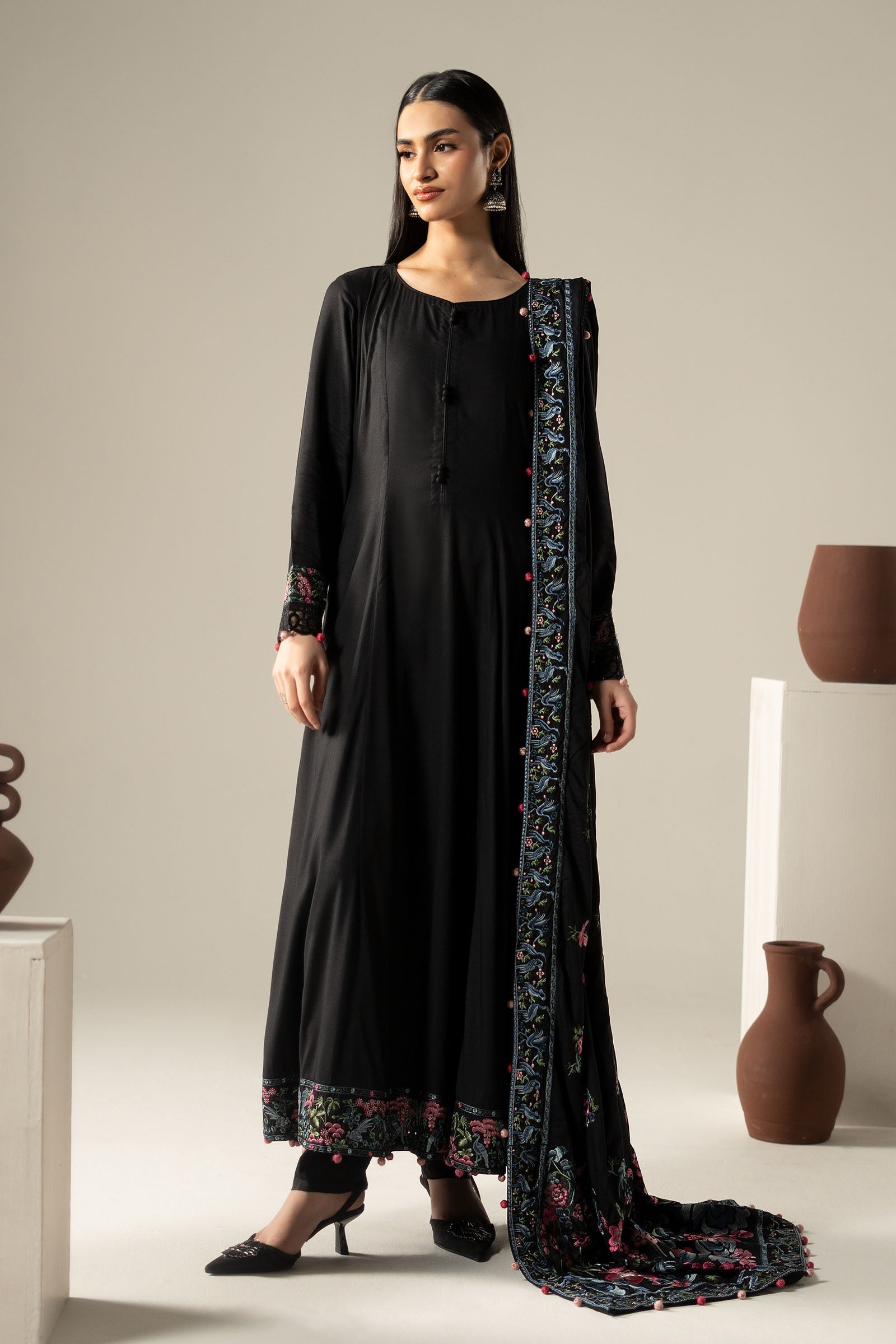 3 Piece Embroidered Linen Suit
