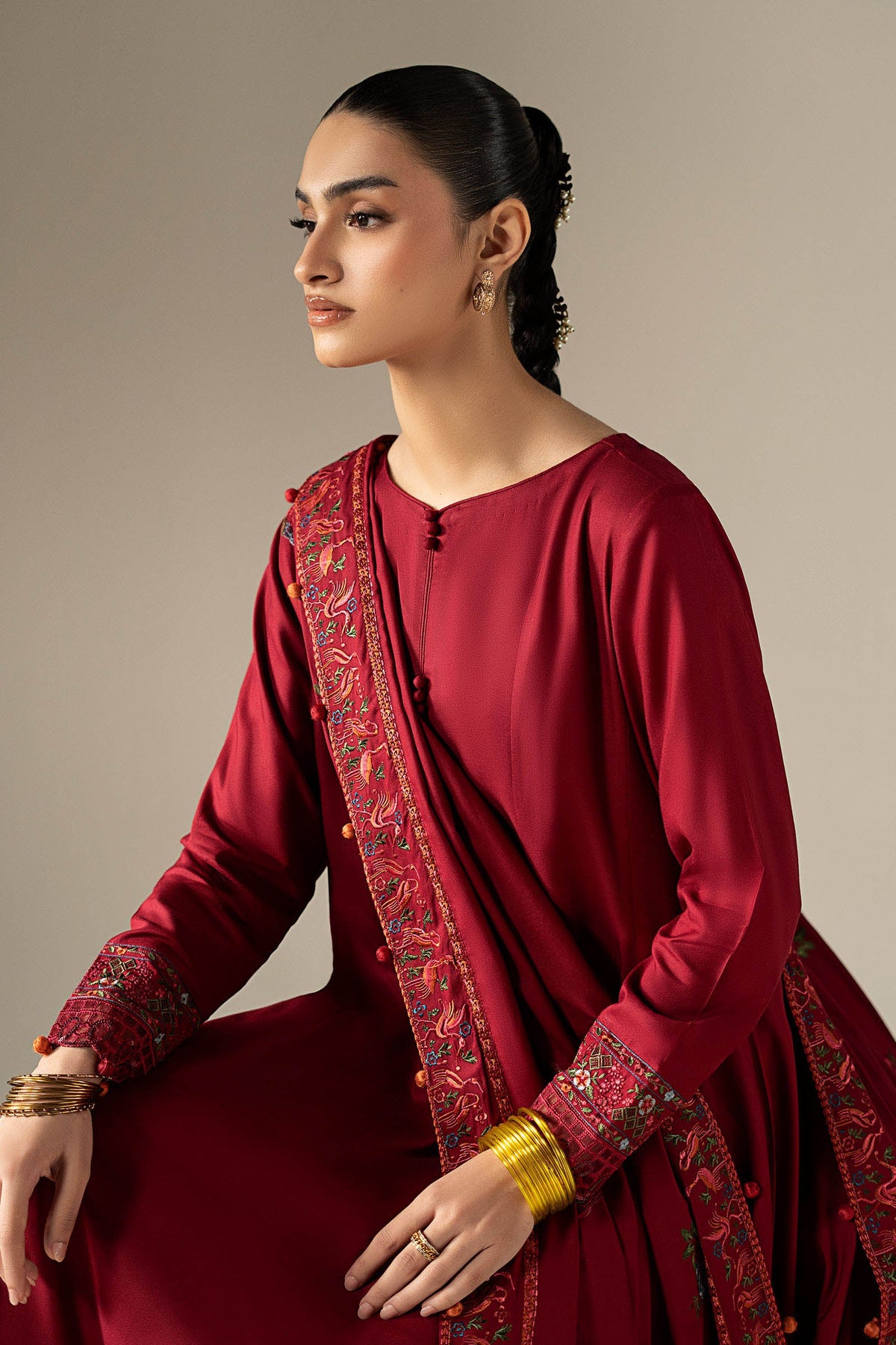 3 Piece Embroidered Linen Suit