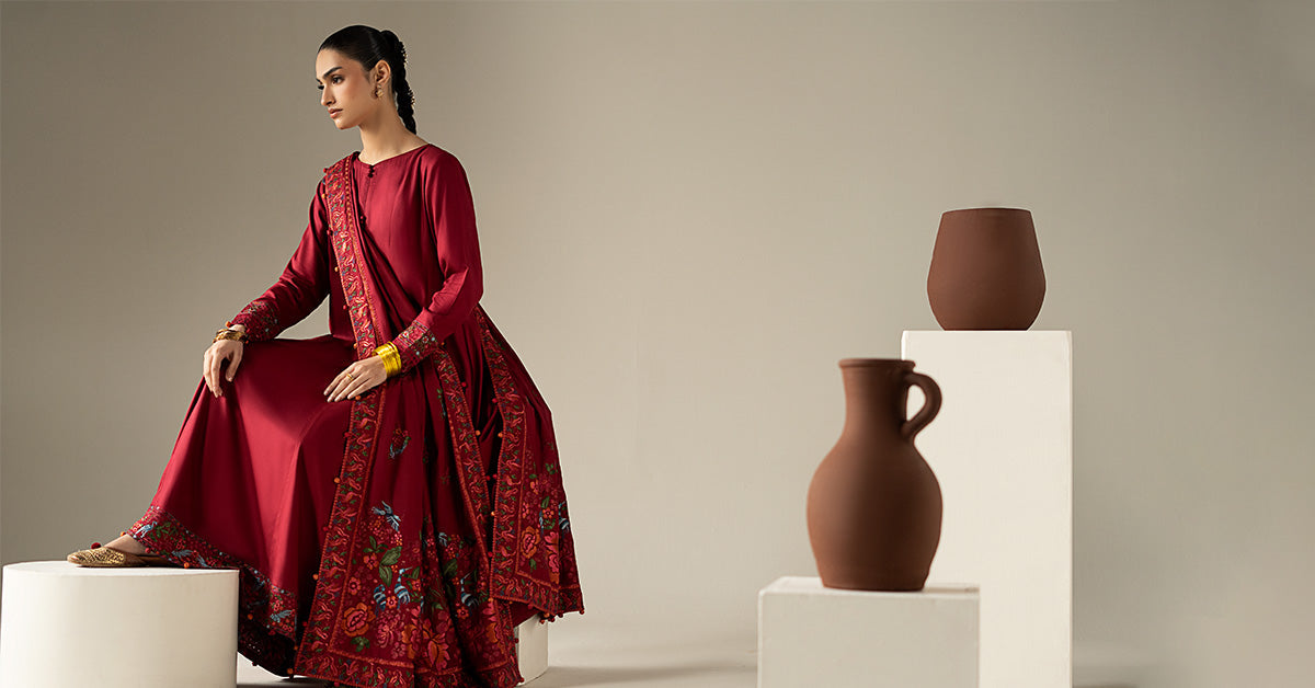3 Piece Embroidered Linen Suit