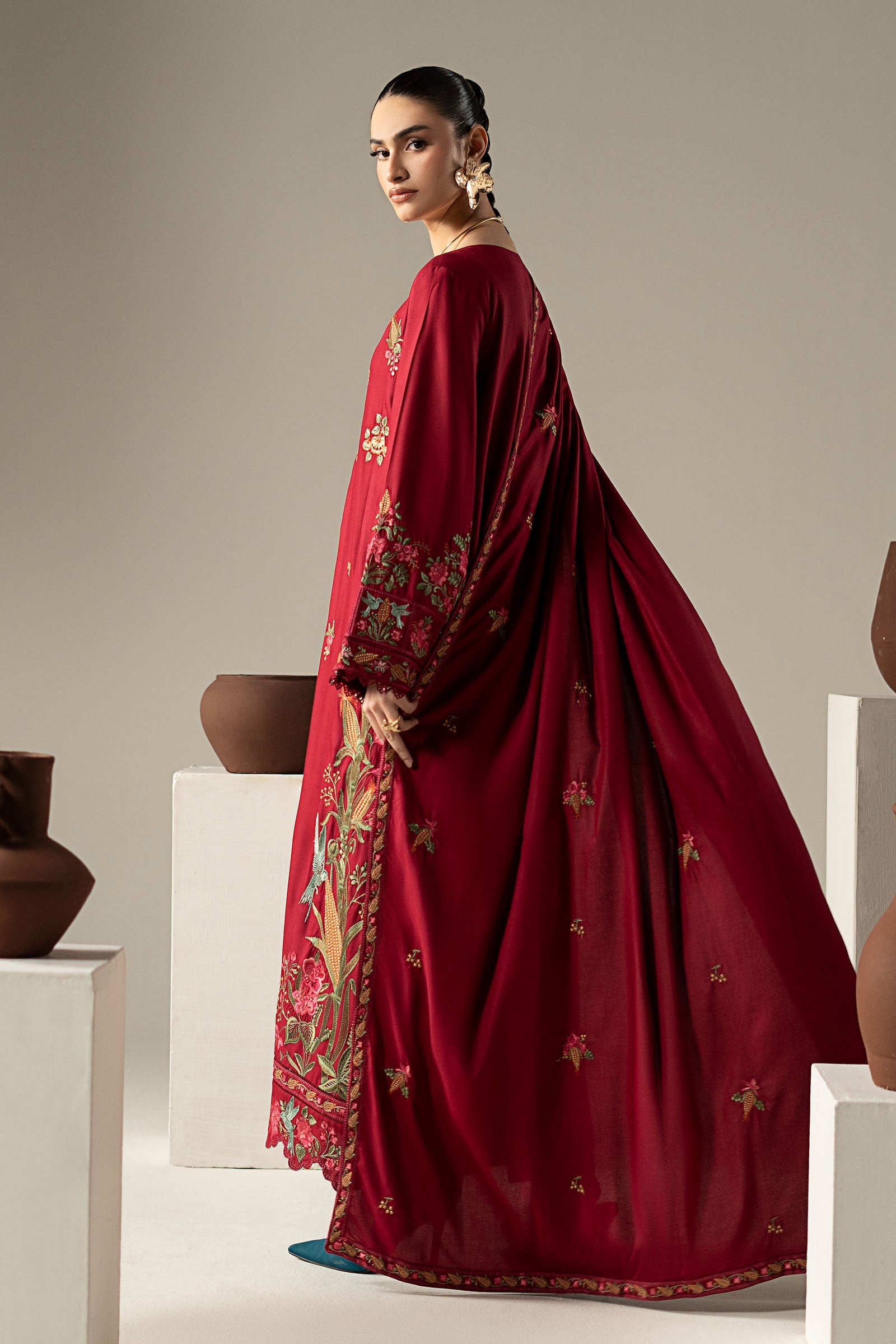 3 Piece Embroidered Linen Suit