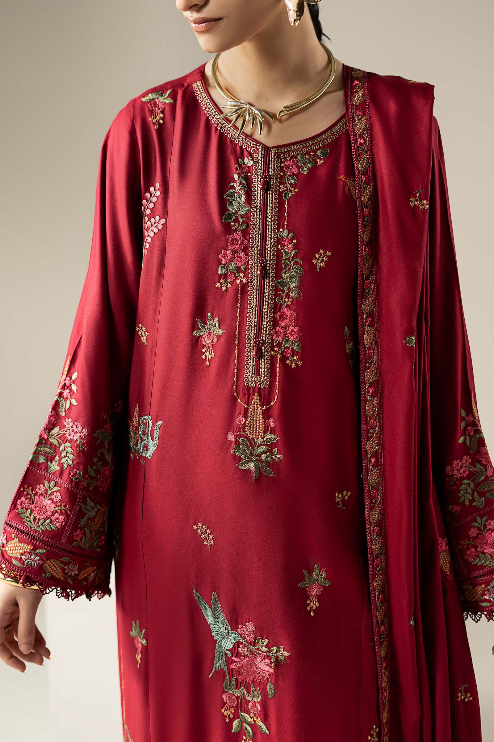 3 Piece Embroidered Linen Suit