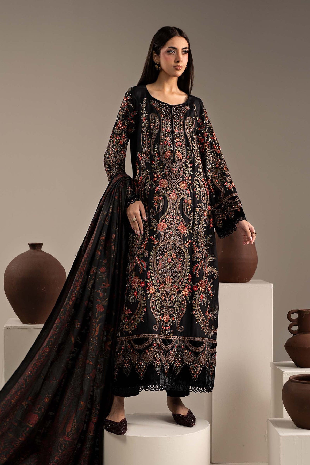 3 Piece Embroidered Marina Twill Suit