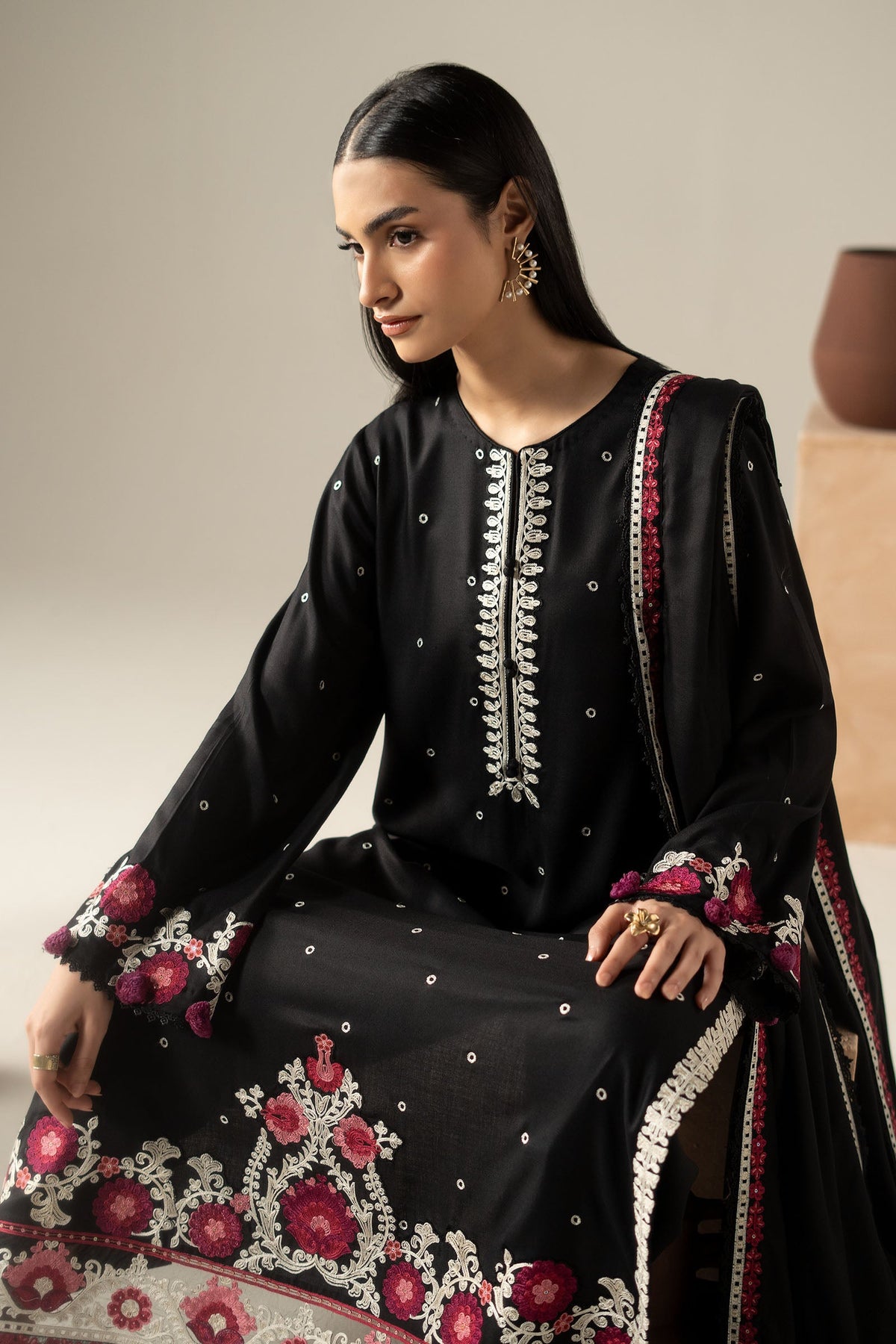 3 Piece Embroidered Marina Twill Suit