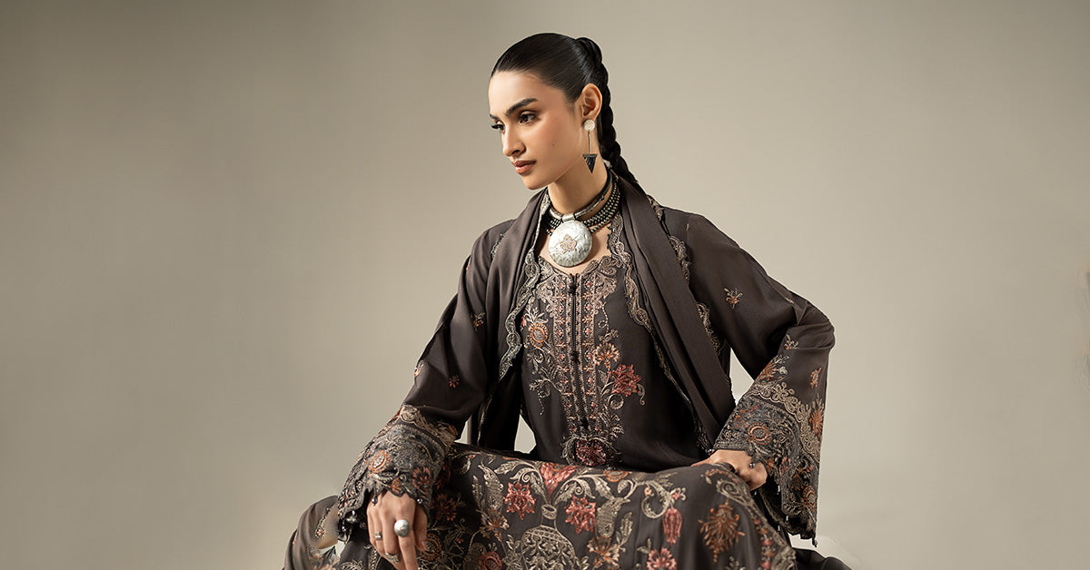 3 Piece Embroidered Linen Suit