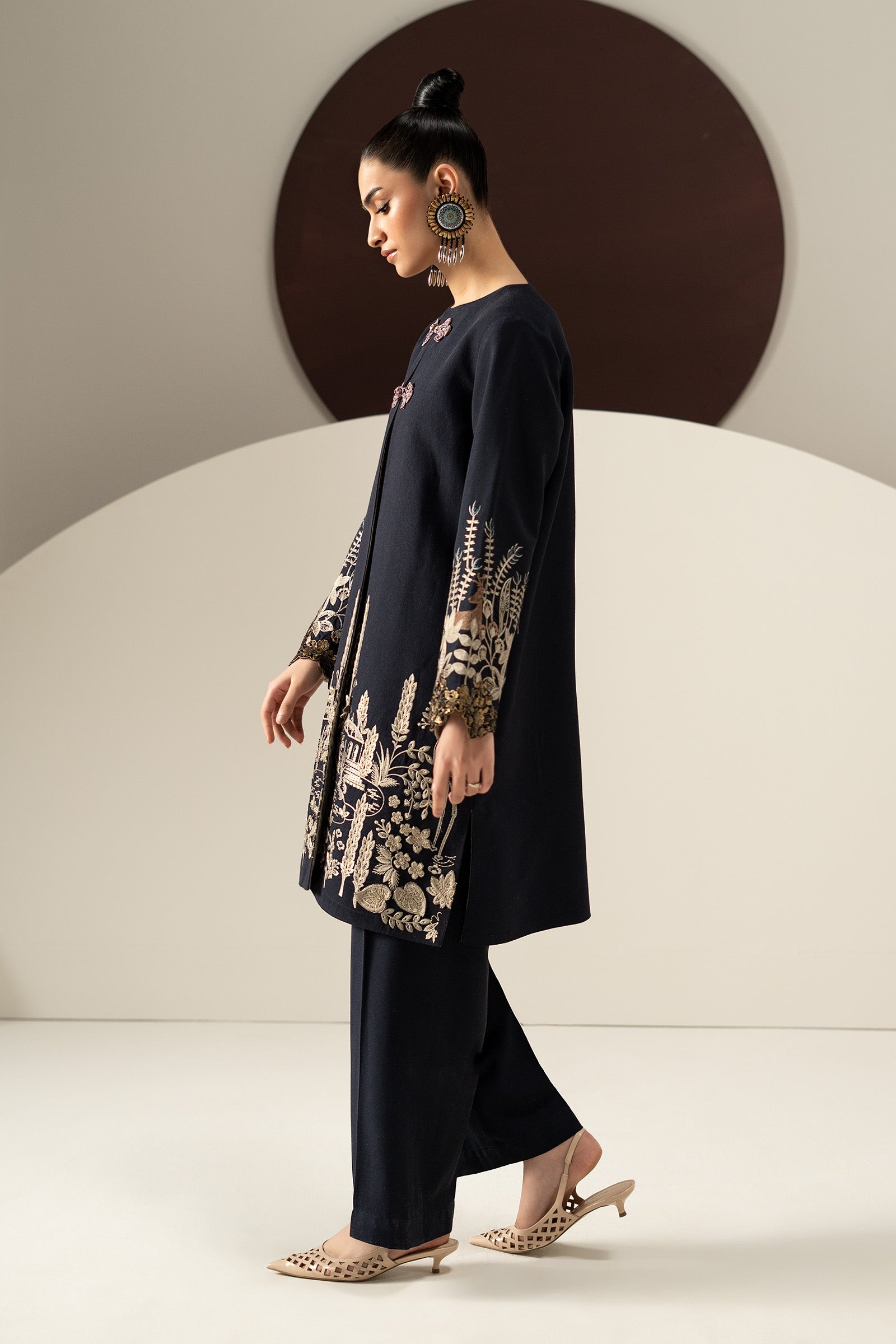 3 Piece Embroidered Linen Suit