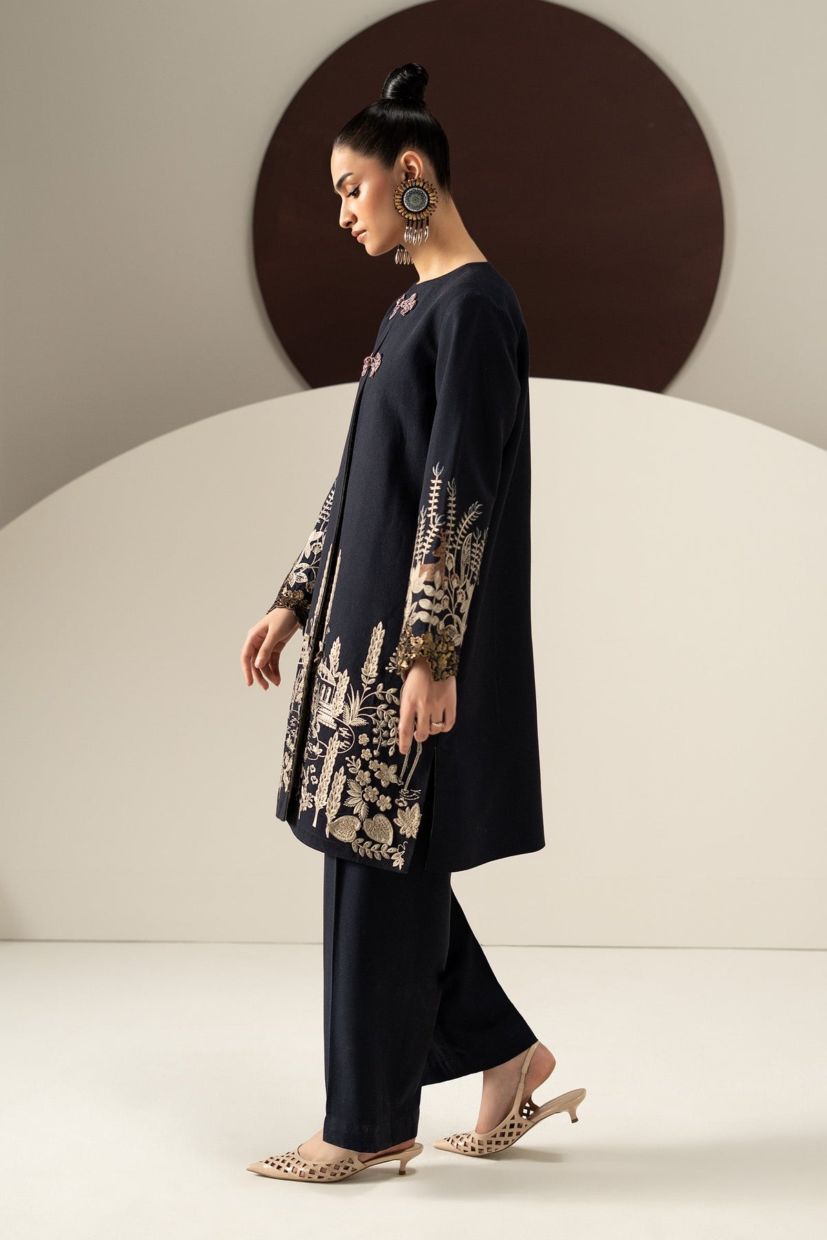 3 Piece Embroidered Linen Suit