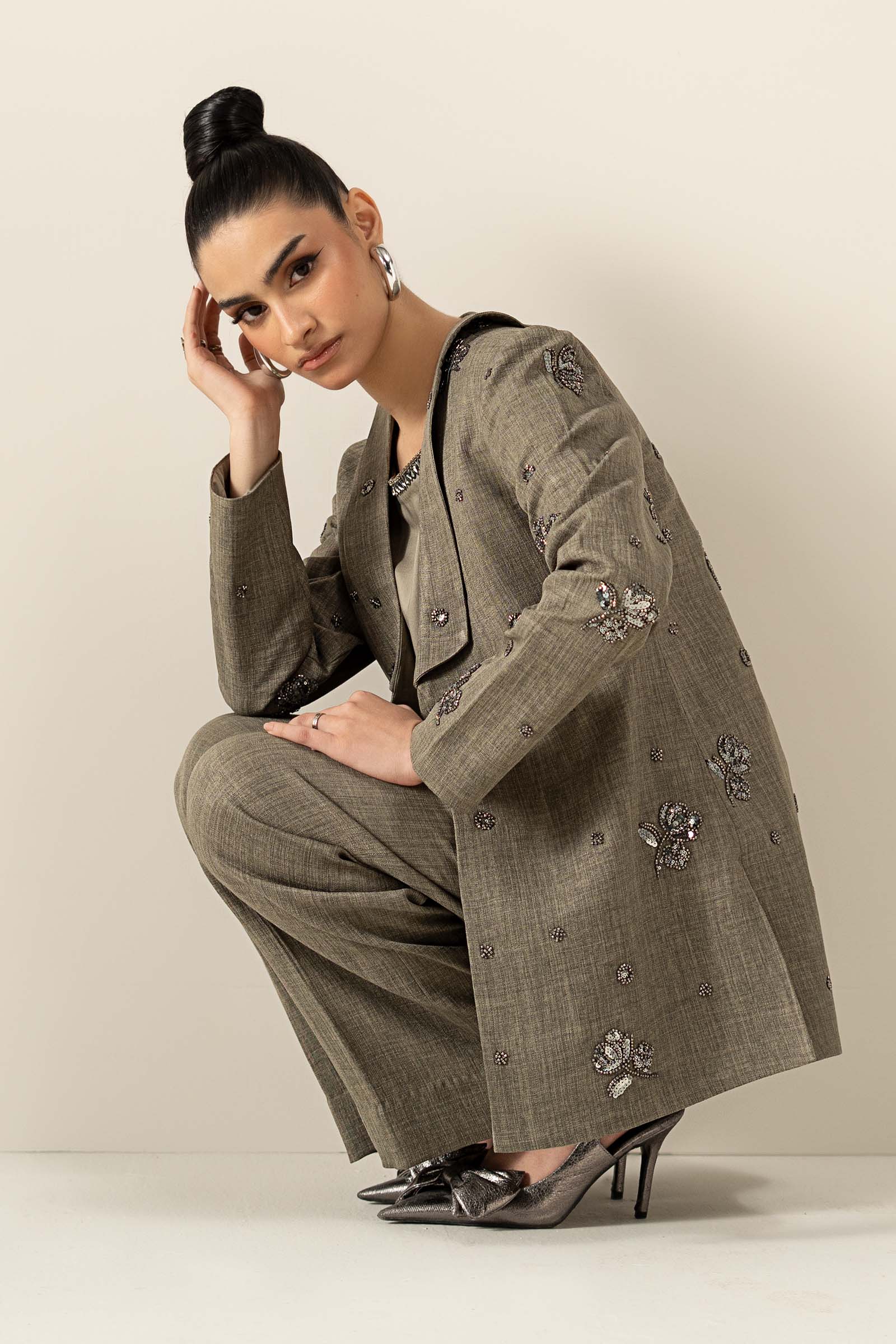 3 Piece Embroidered Tropical Slub Khaddar Suit