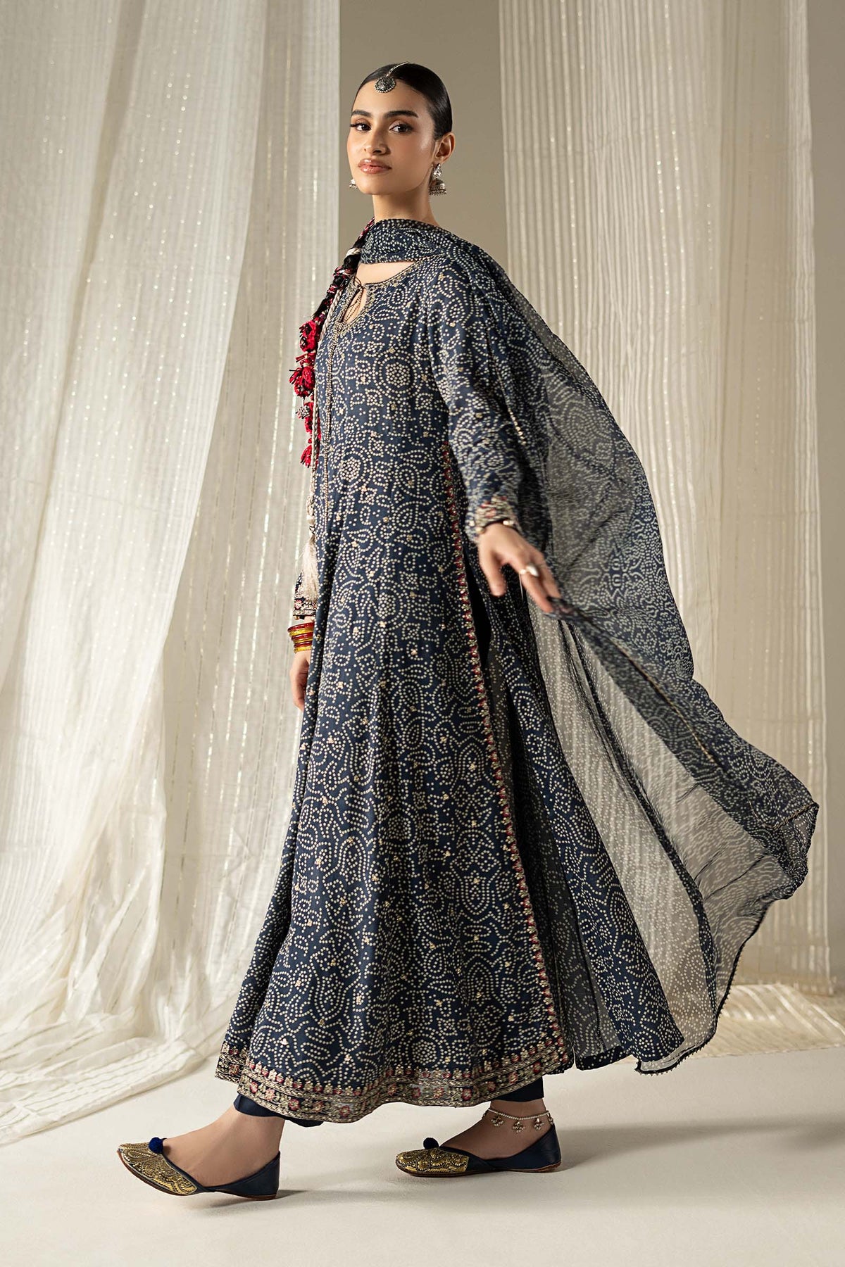3 Piece Embroidered Raw Silk Suit