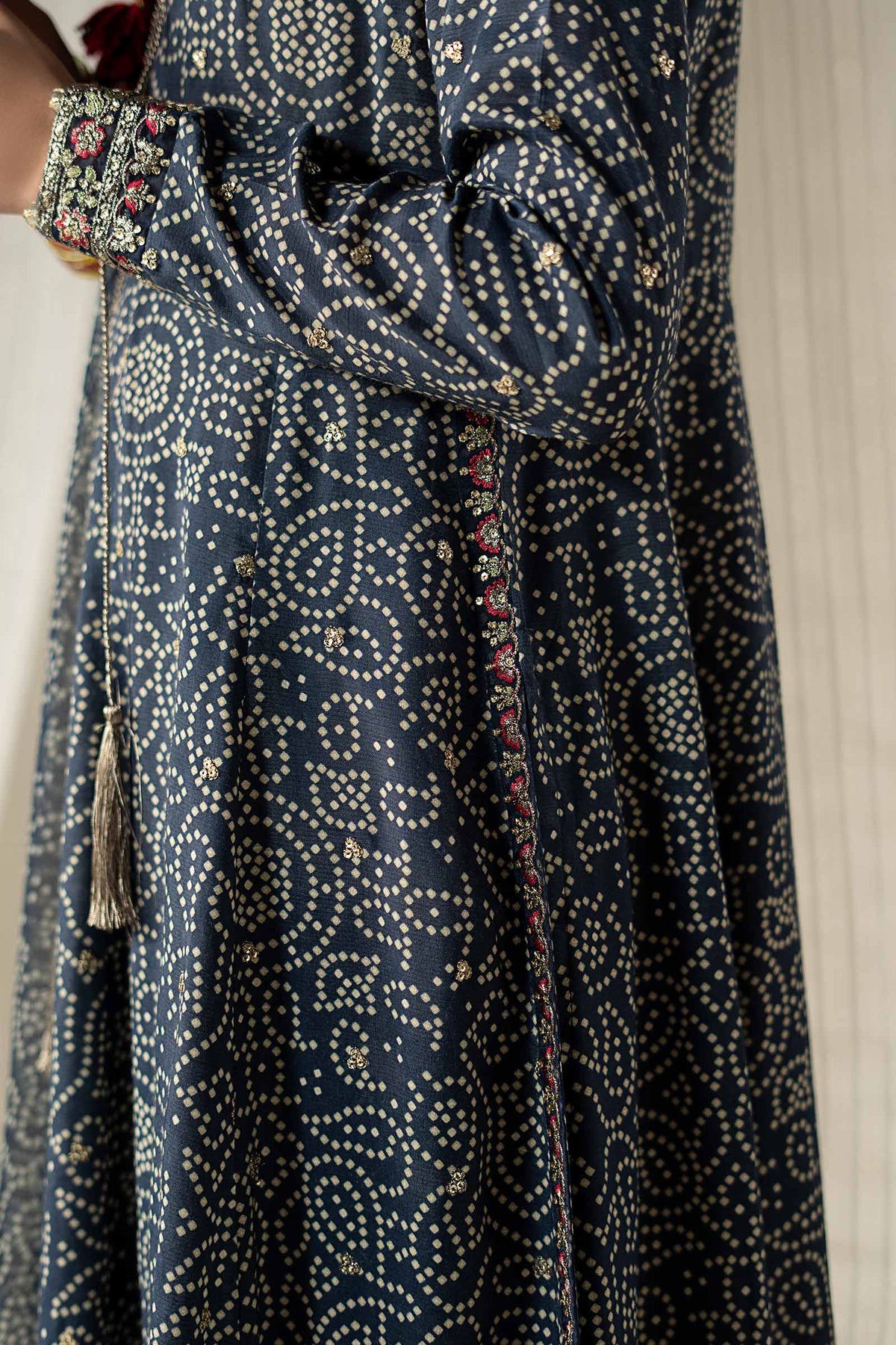 3 Piece Embroidered Raw Silk Suit