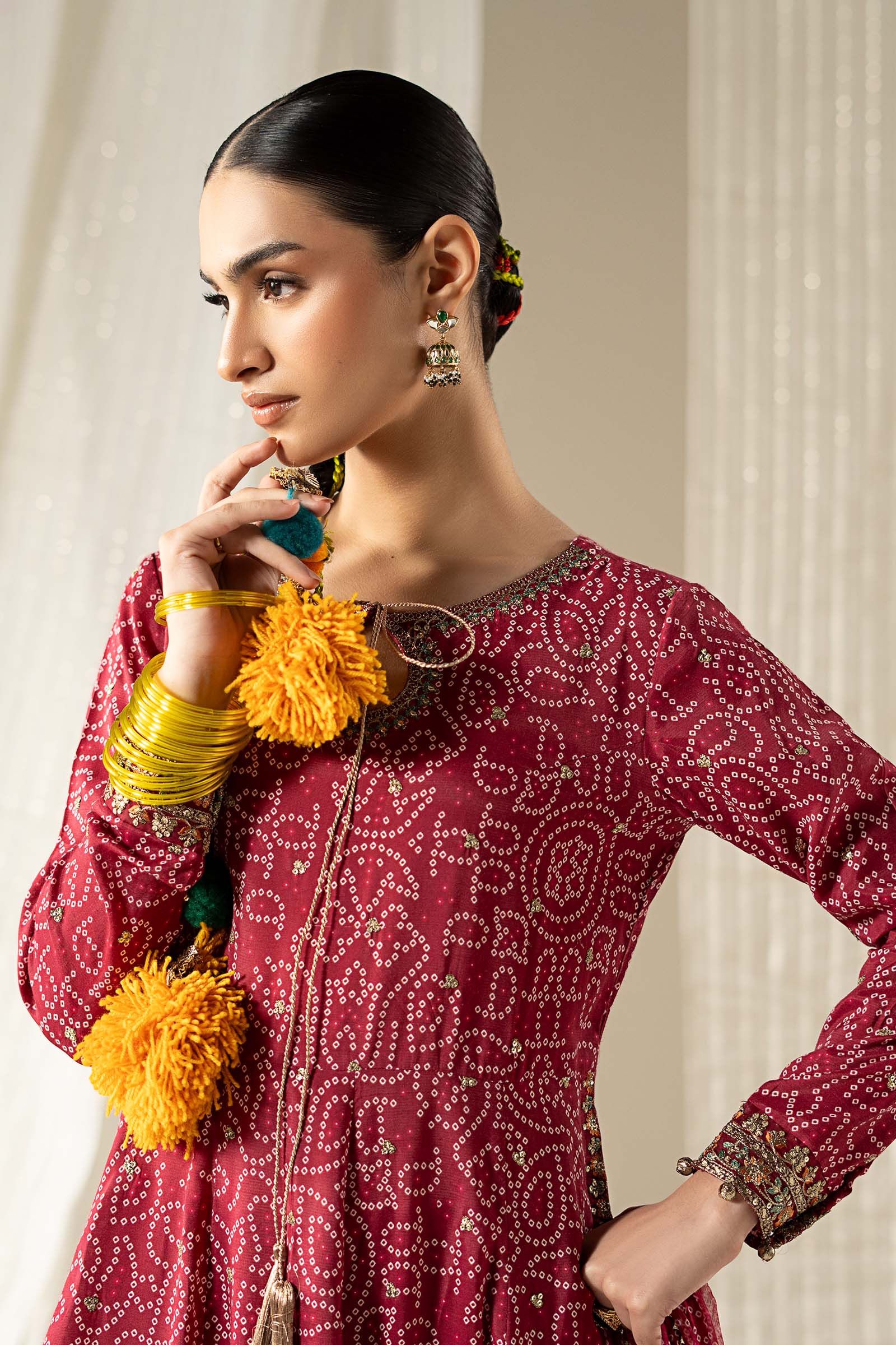 3 Piece Embroidered Raw Silk Suit