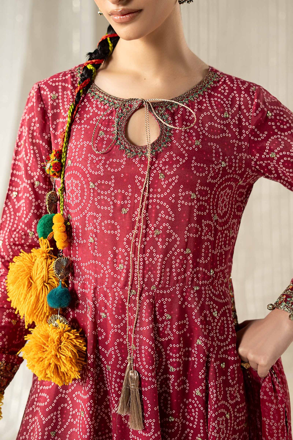 3 Piece Embroidered Raw Silk Suit