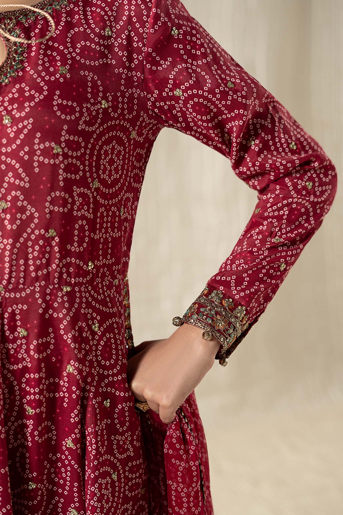 3 Piece Embroidered Raw Silk Suit